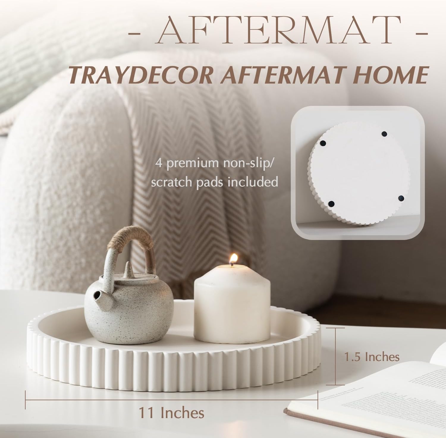 Decorative Tray / White / 11"L x 11"W x 1.5"H