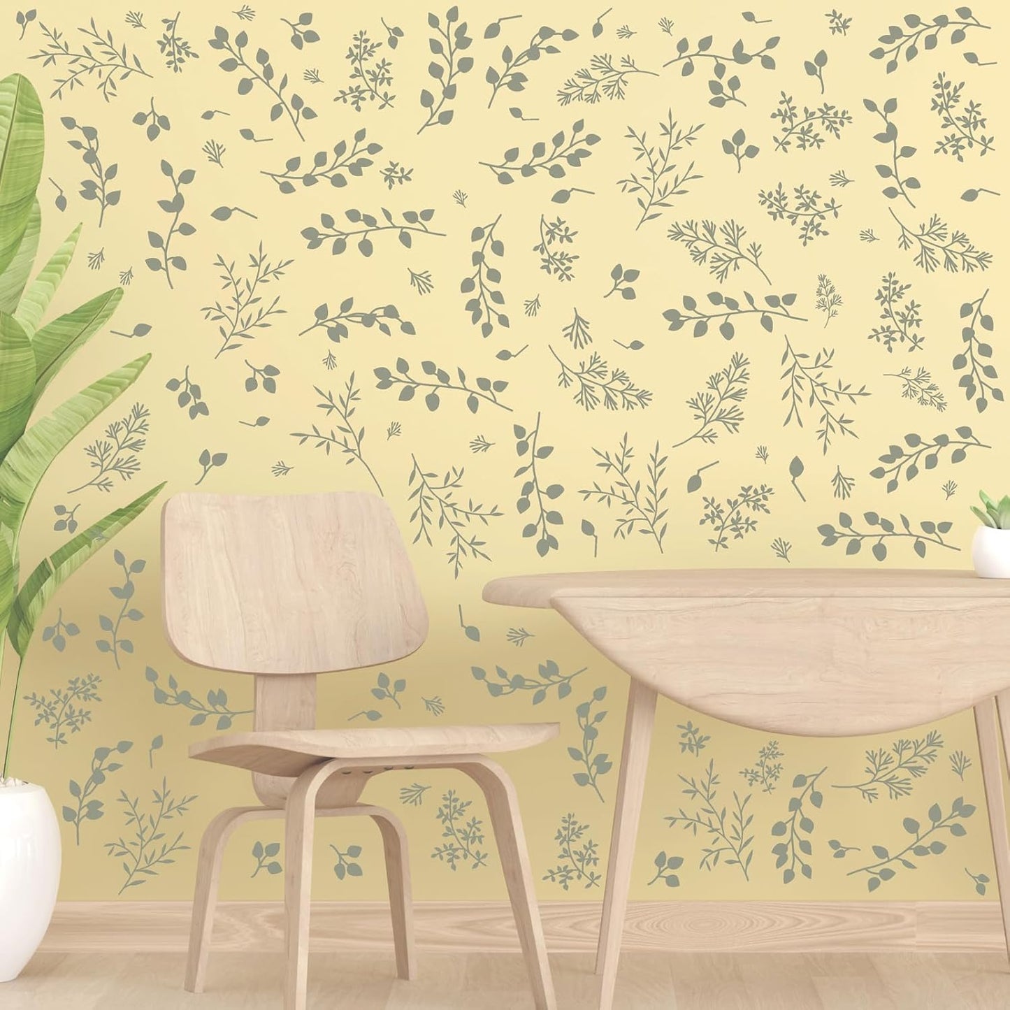 Green Leaf Wall Stickers Boho Eucalyptus Leaf Decals / Green A / Set of 126