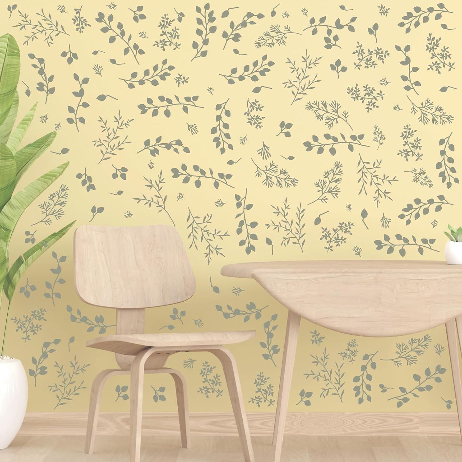 Green Leaf Wall Stickers Boho Eucalyptus Leaf Decals / Green A / Set of 126