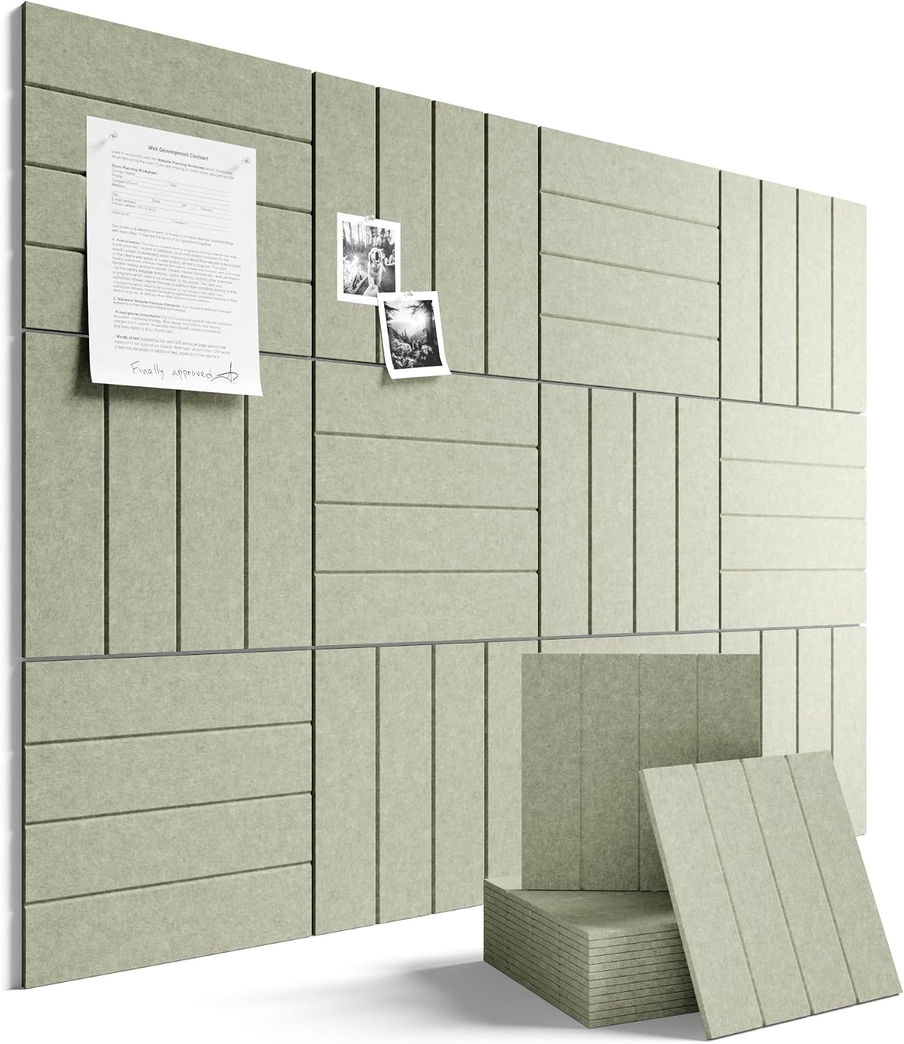 Fluxynara 48" x 36" Large Felt Bulletin Board, Sage