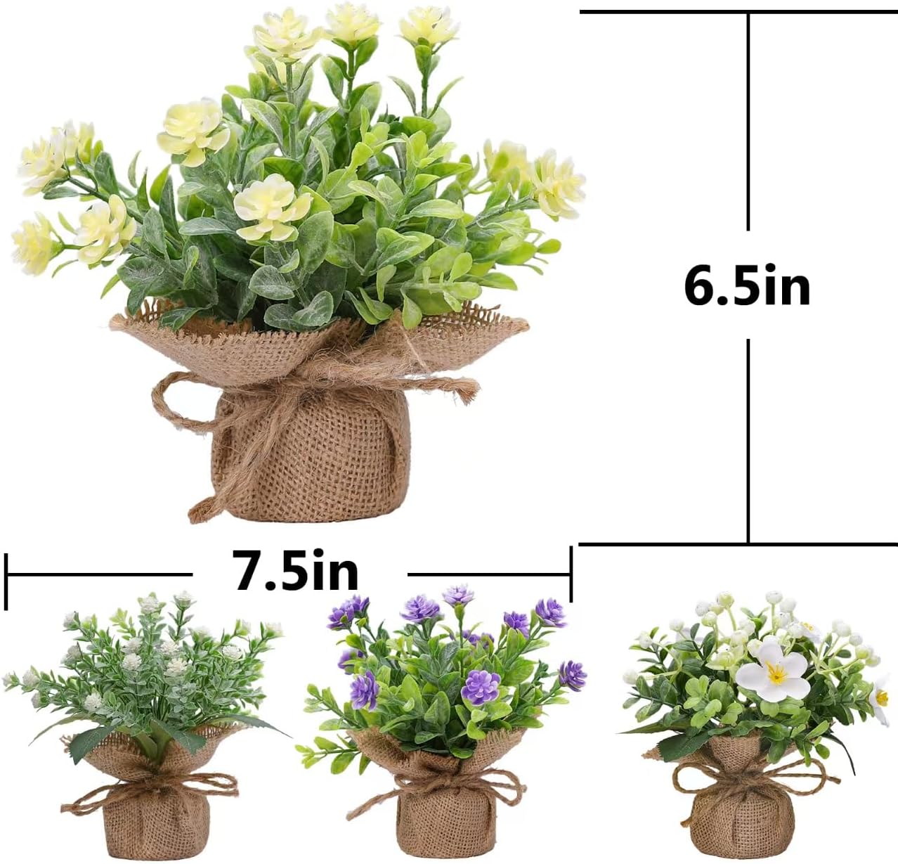 Mini Artificial Flowers Potted Plants / Set of 4