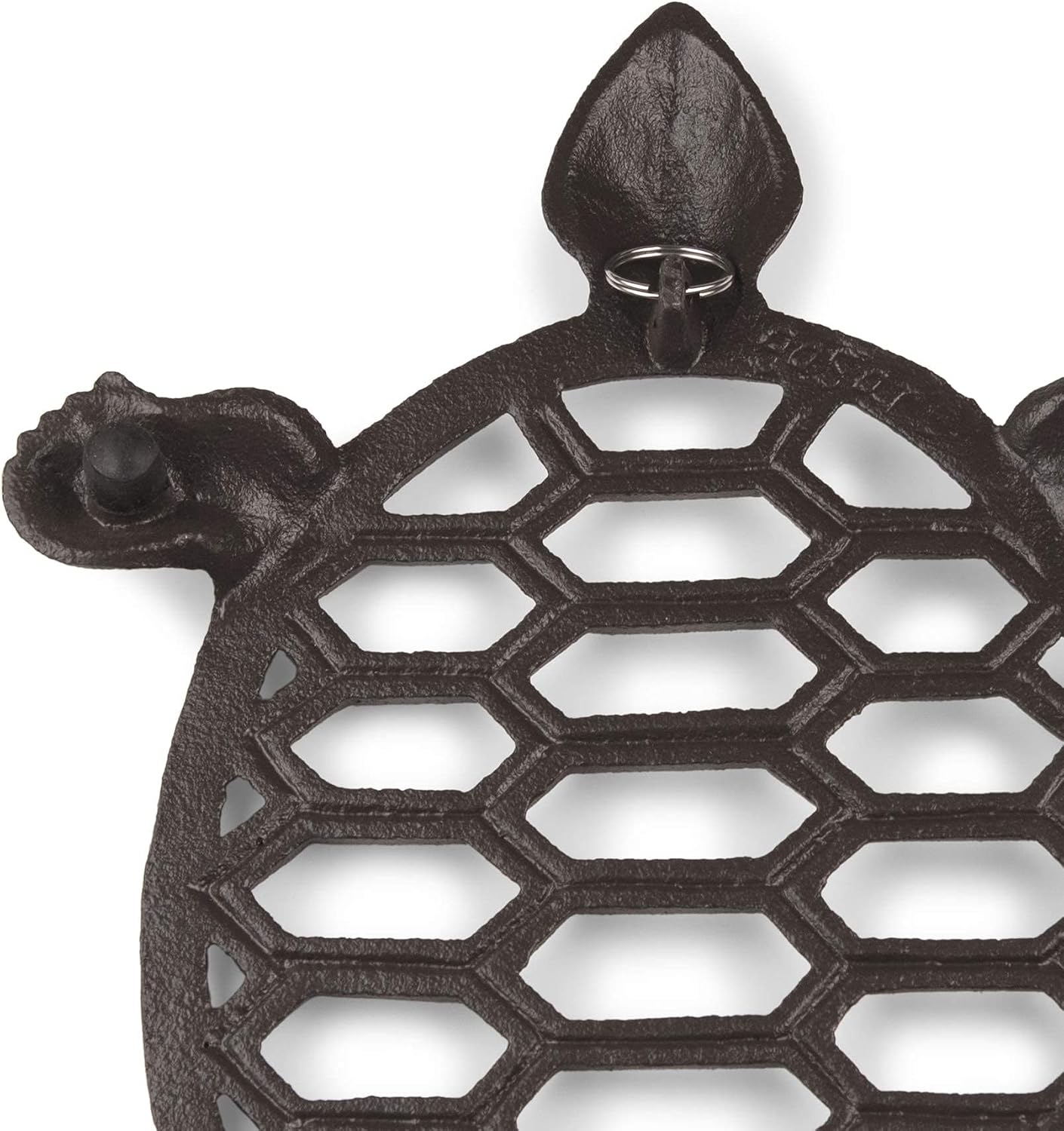 GASARÉ, Cast Iron Trivet for Hot Dishes, Pots, and Pans, Metal Trivet, Sea Turtle Design, Rubber Feet Caps, Ring