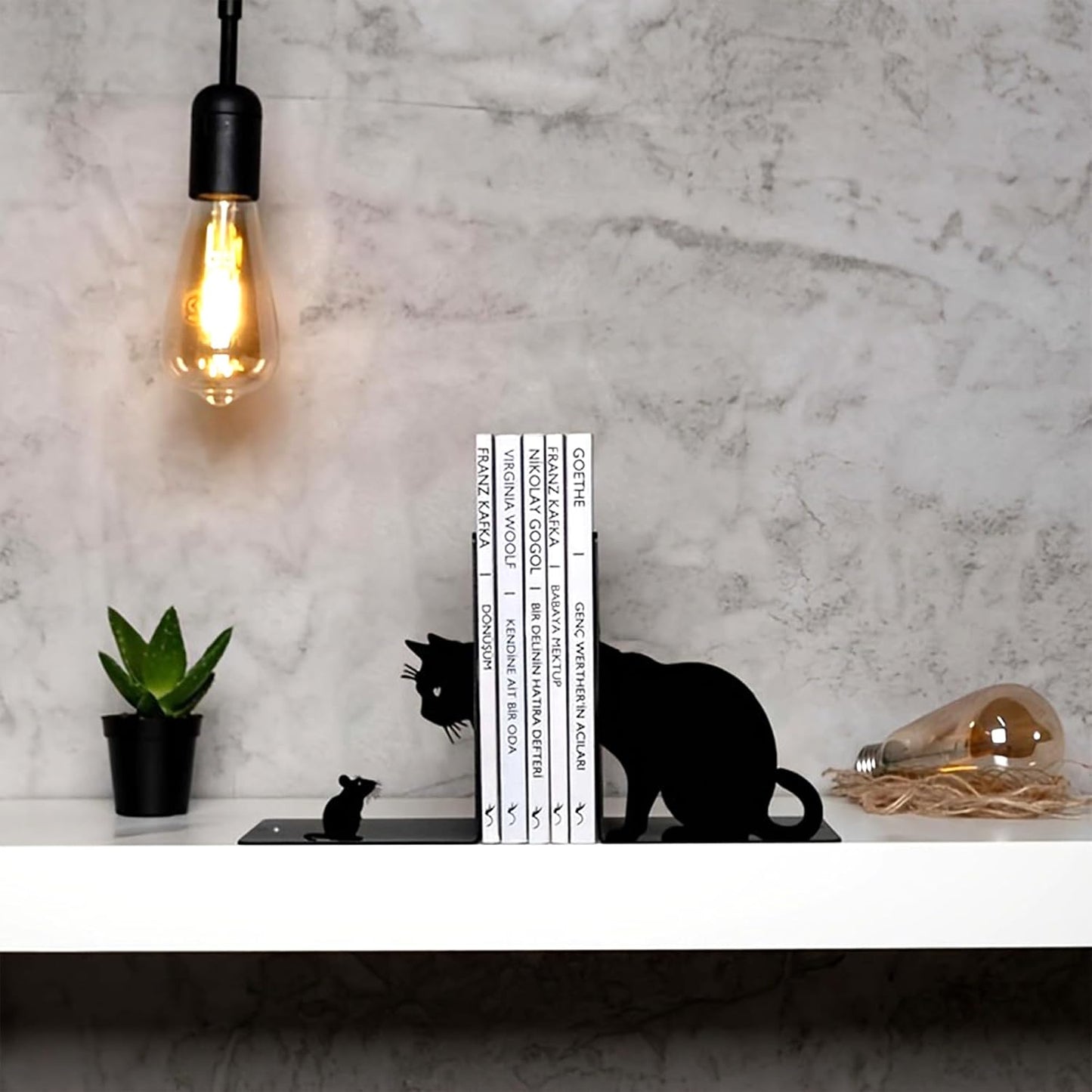 Cat and Mouse Metal Bookends Cats Book Ends / Black
