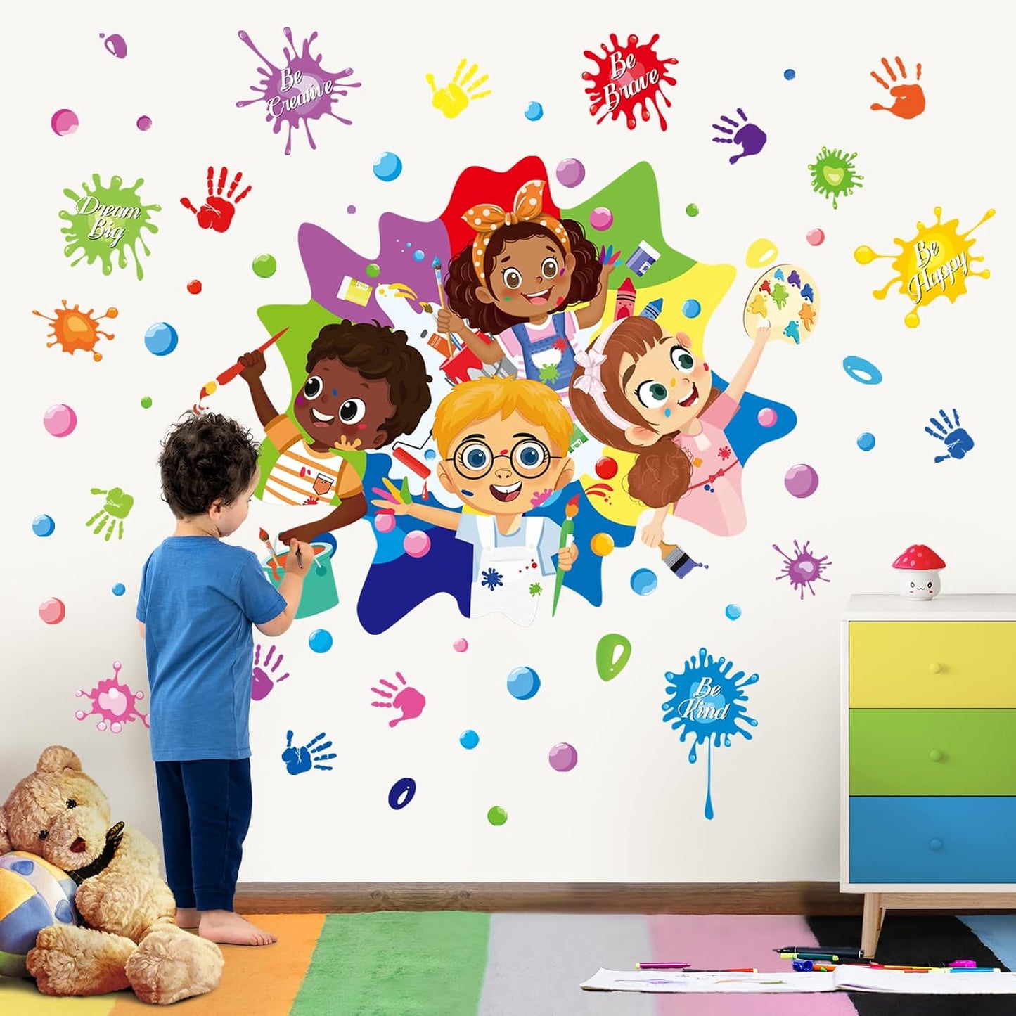 Colorful Paint Inspirational Quotes Wall Stickers Painting Ink Splatter Splotches Motivational