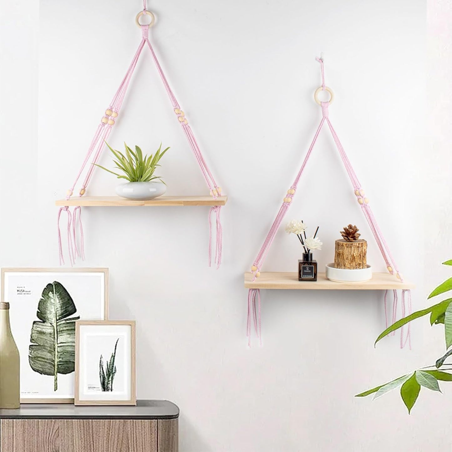 Bohemian Display Floating Shelves / Pink / Set of 2