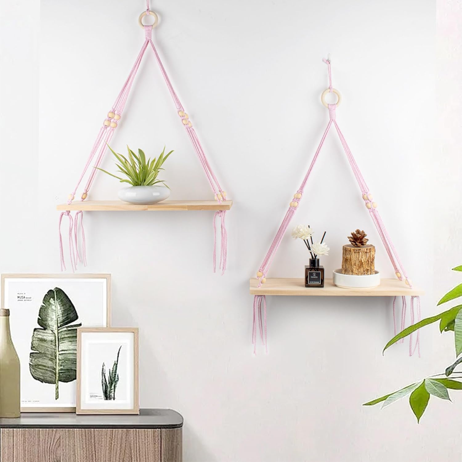 Bohemian Display Floating Shelves / Pink / Set of 2