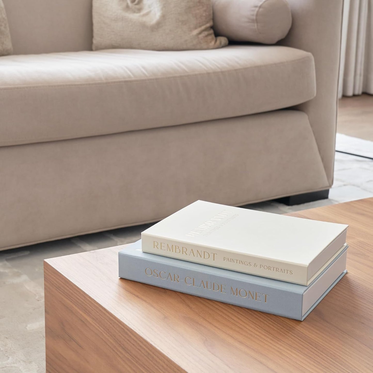 Linen Boxes Coffee Table / Blue-beige / Set of 2