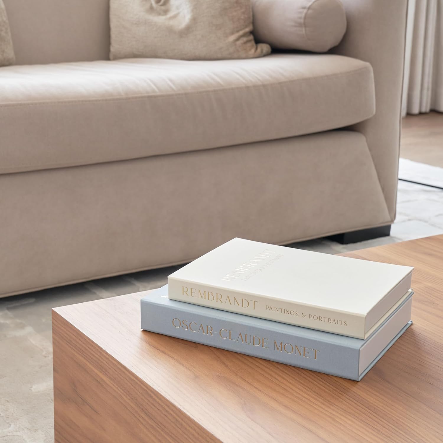 Linen Boxes Coffee Table / Blue-beige / Set of 2
