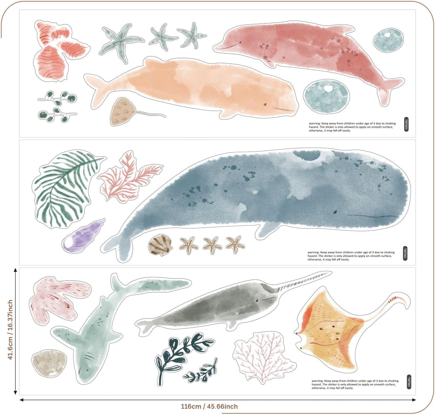 Vinyl DIY Watercolor Decals / Ocean Animals-a