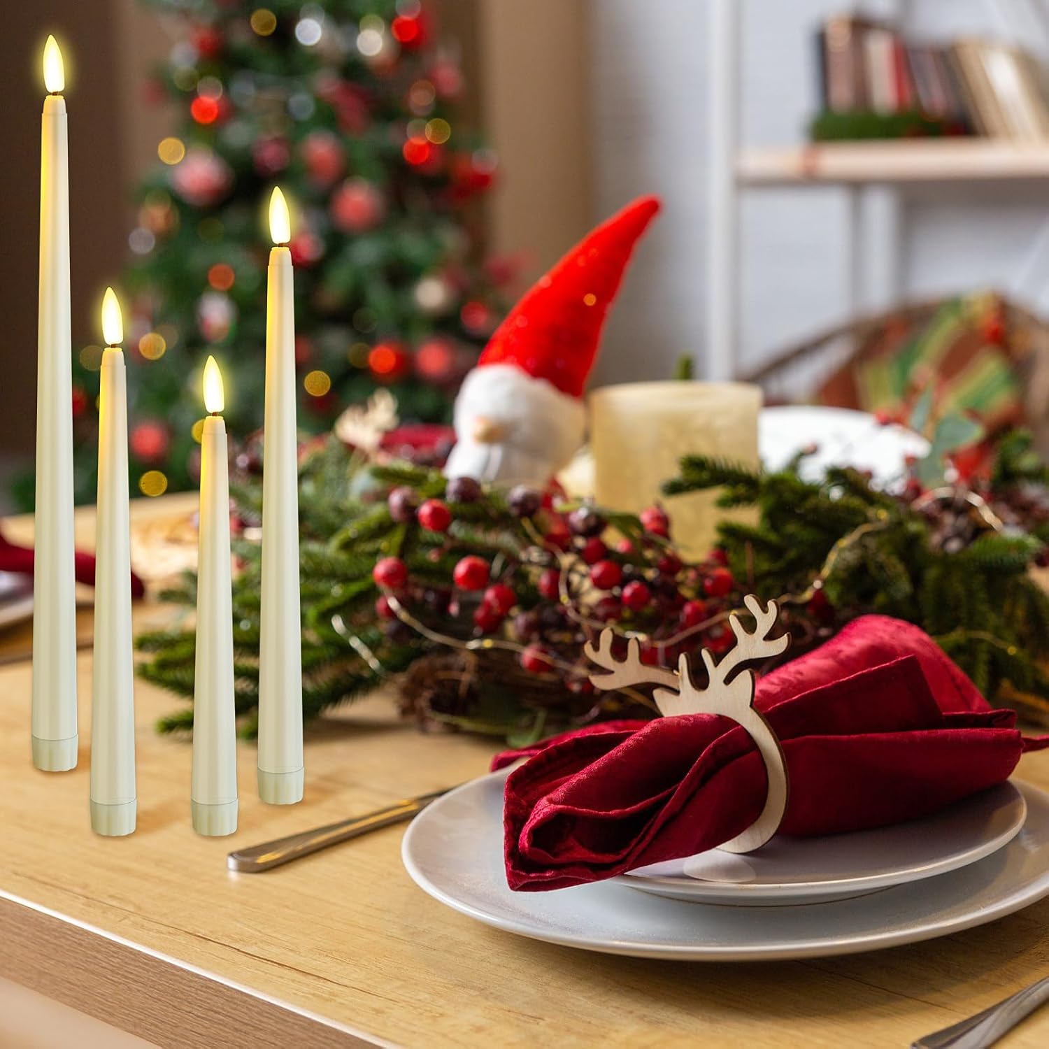 Rossesay 48 Pcs Flameless LED Taper Candles Battery Operated Candles 4 Sizes of 8.5'', 9.65'', 10.83'', 12.8''
