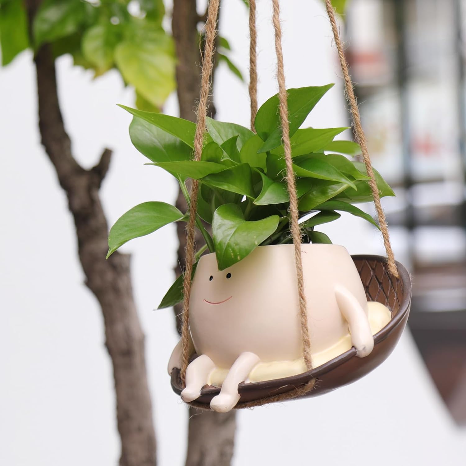 Hanging Swing Chair Planter Pot Smile Face Plant Pot / Small
