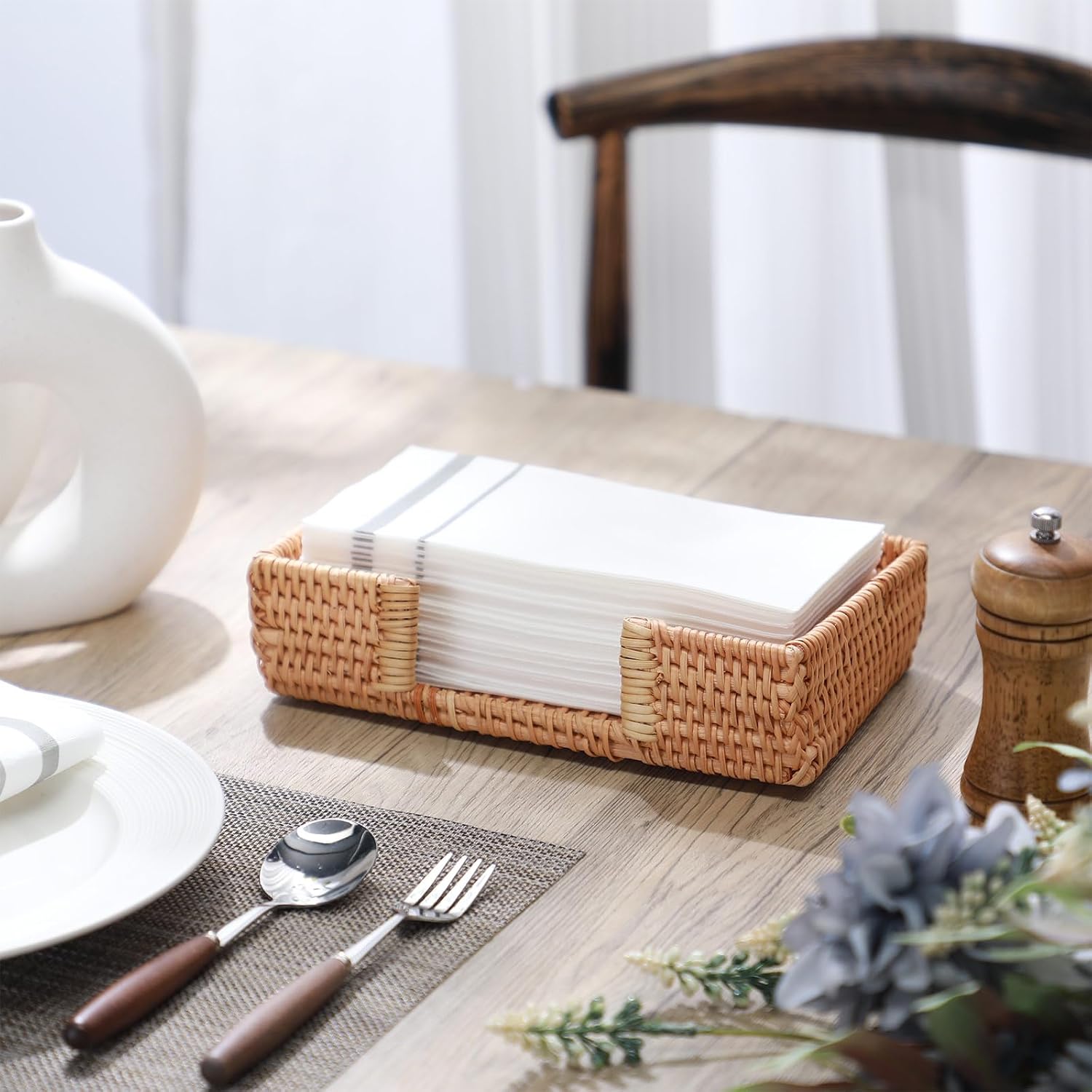 9. . 4" Wicker Napkin Tray / 5 x 6 x 2 / Set of 2