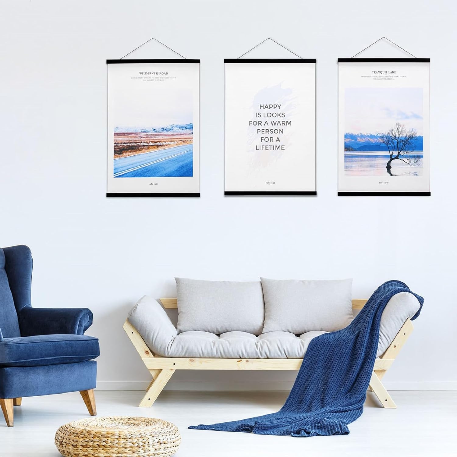 FALAMON 2 Pack Magnetic Poster Hanger Frame, 24x36 24x30 24x17 Magnet Poster Frame Hangers for Hanging Posters, Prints