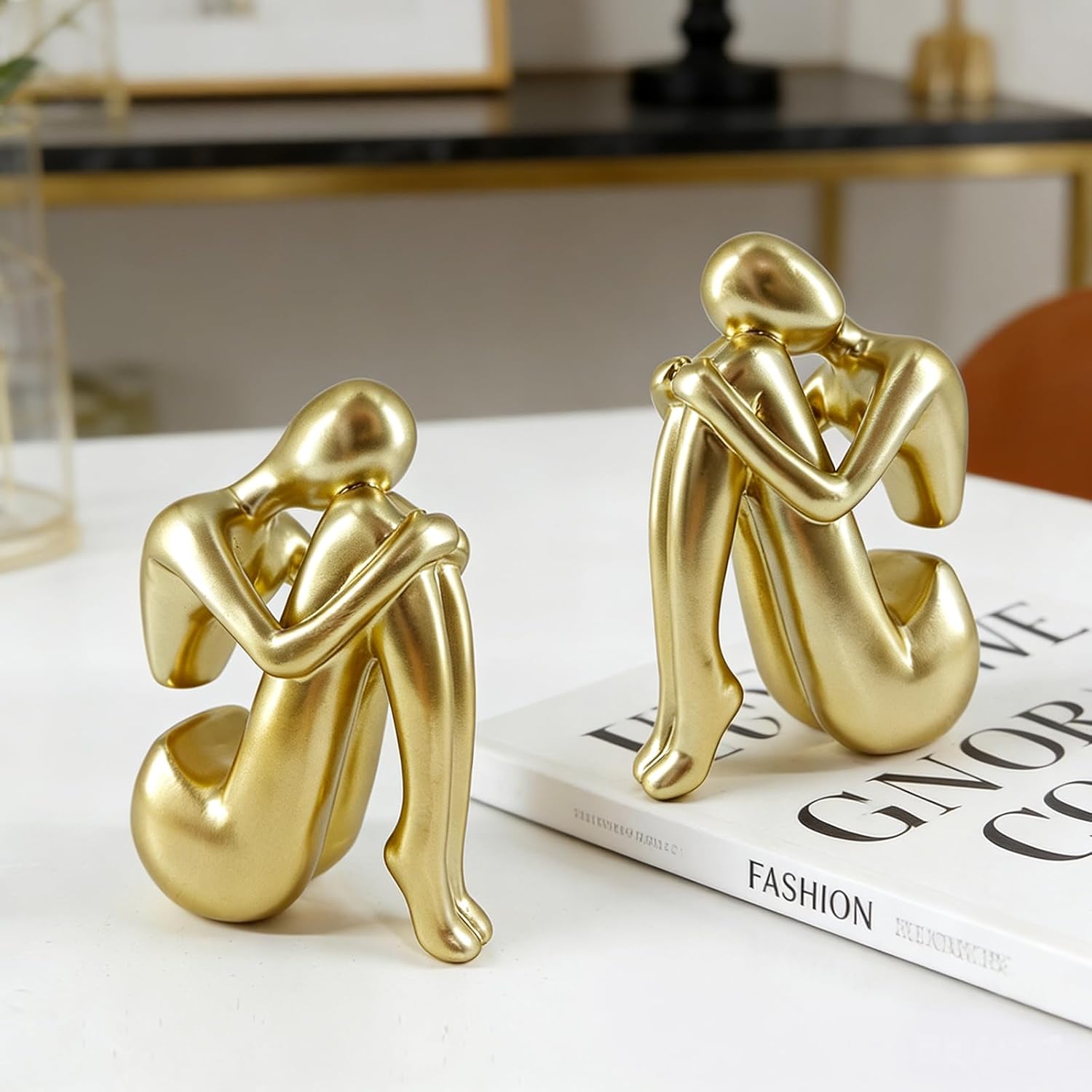 Modern Decorative Resin Book Ends for Heavy Books / Golden
