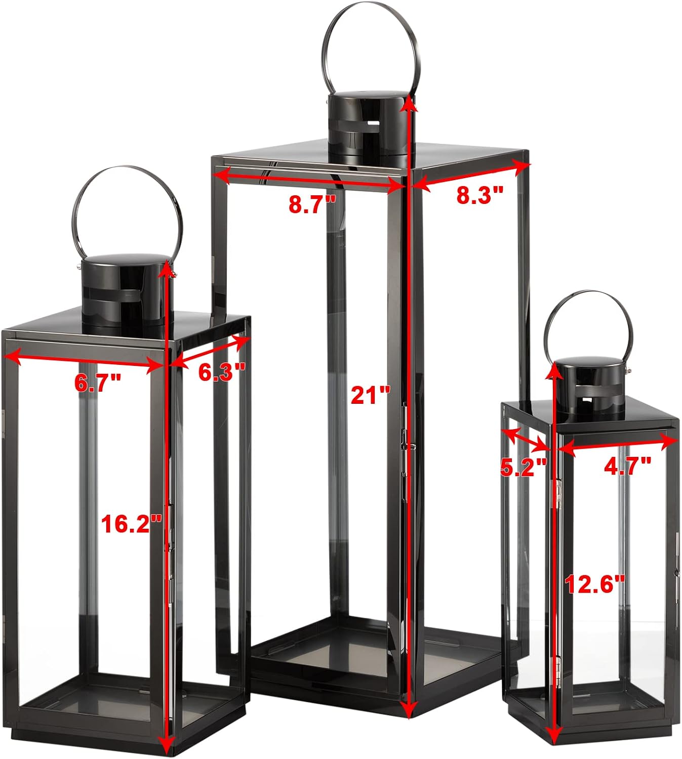 MATICO Stainless Decorative Candle Lantern Set of 3, Hanging Decor Hurricane Lantern Candle Holder for Festival