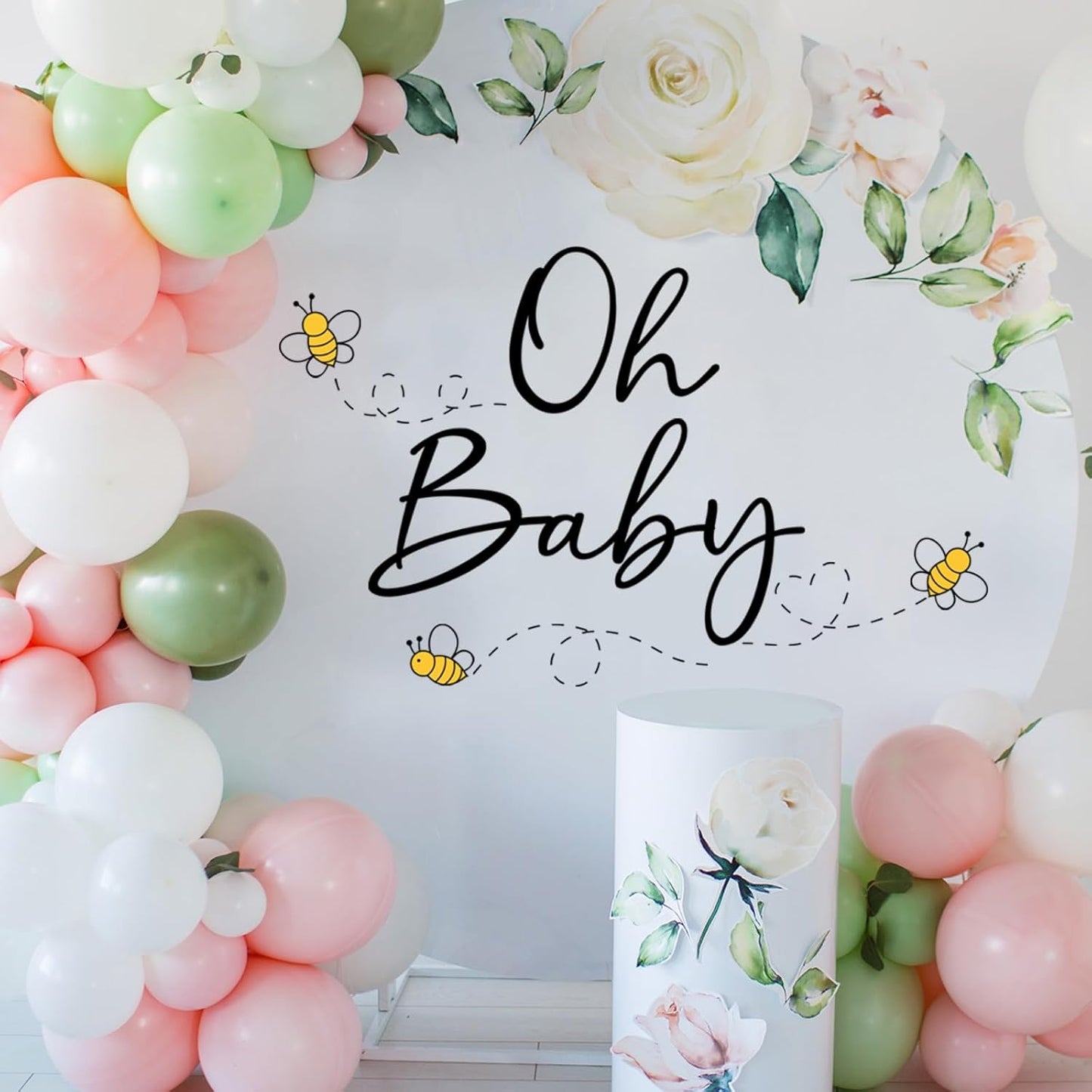 Oh Baby Letters Bees Decal Sign for Backdrop Boy Girl Neutral Gender Reveal Decor Large Stickers