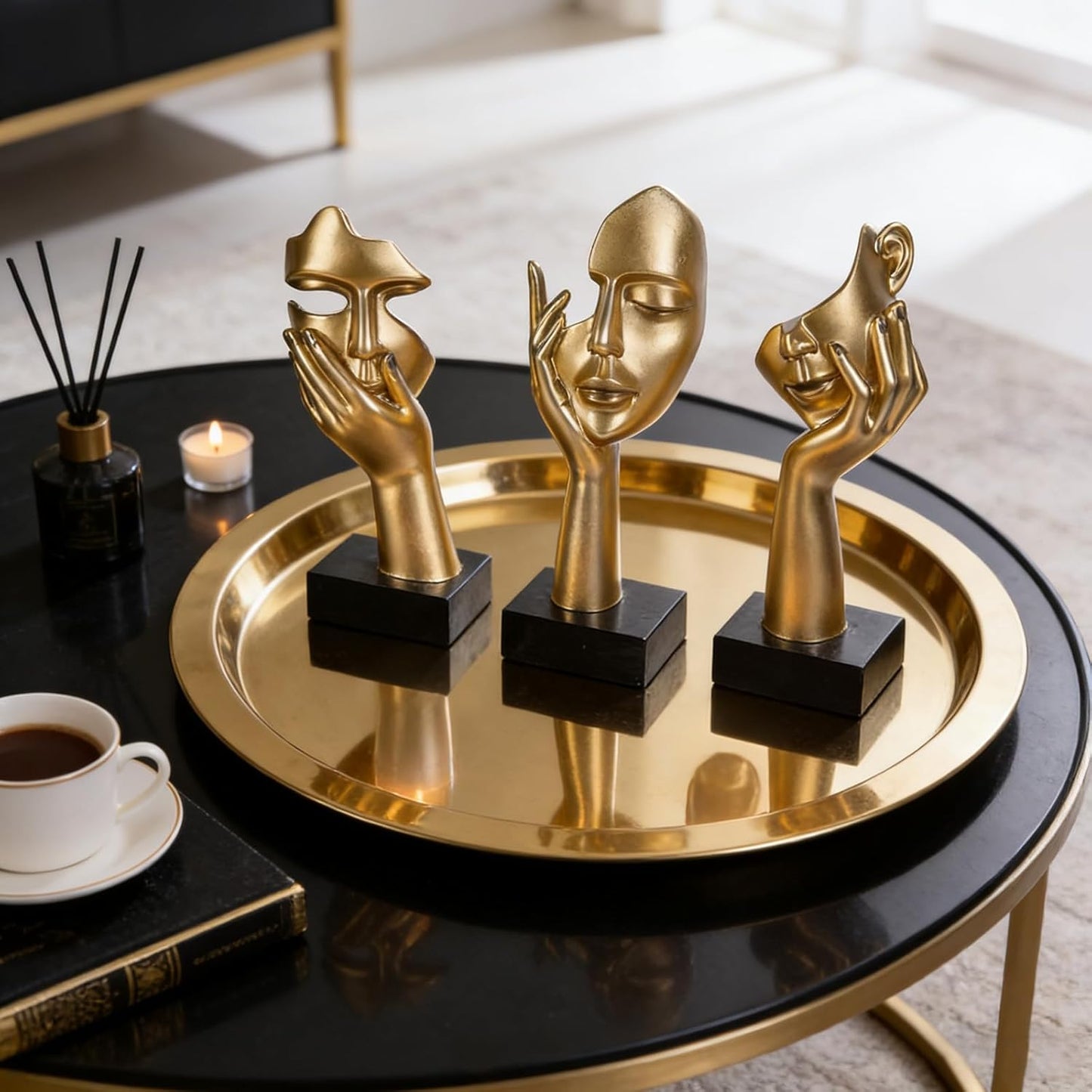 Thinker Small Statue Set / Gold / Set of 6