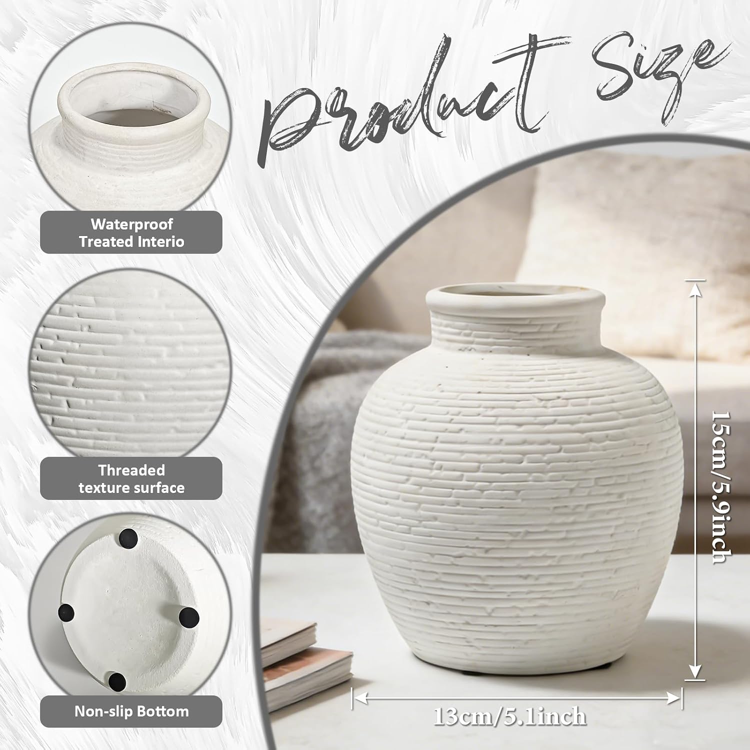 6- Modern Ceramic Vase / White
