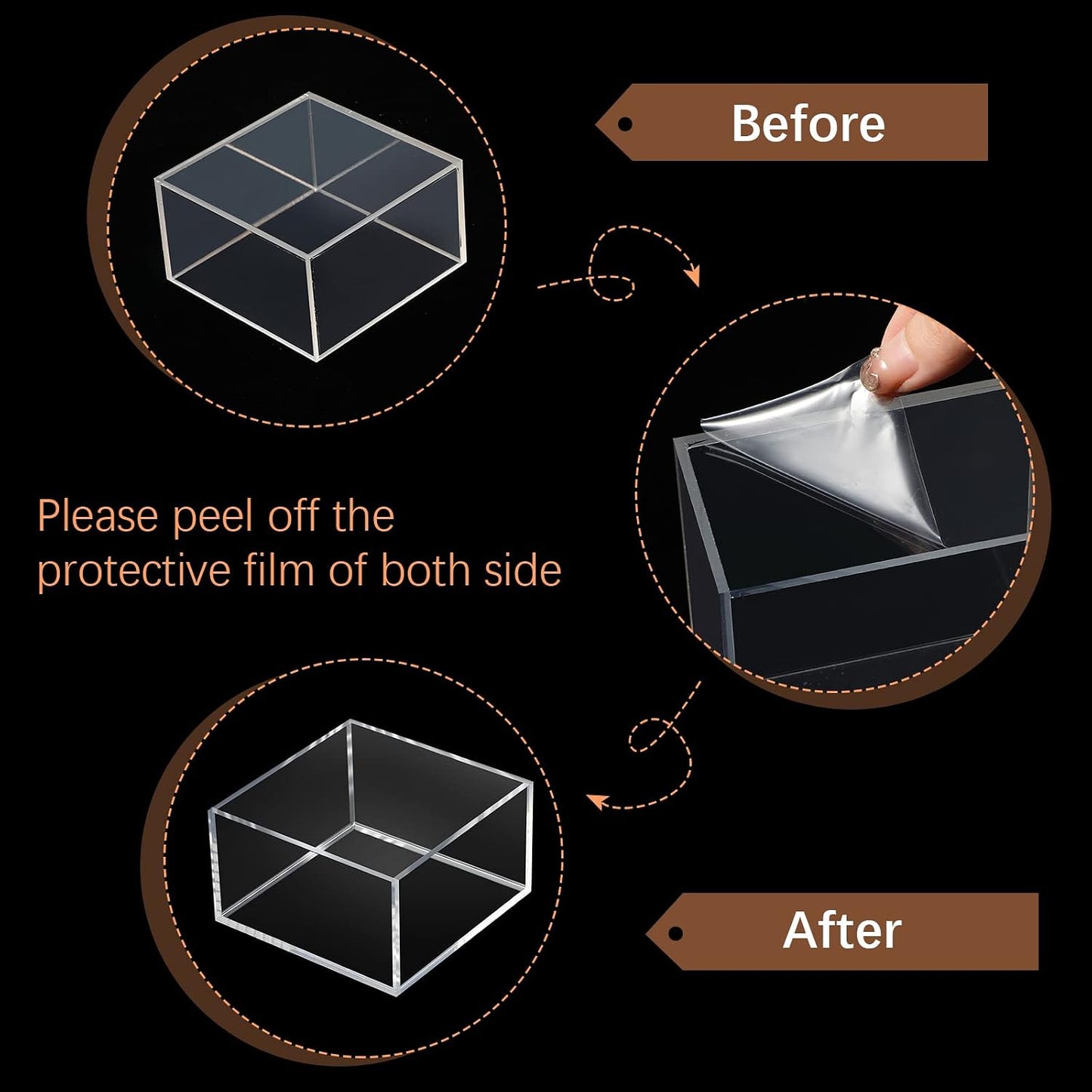 Acrylic Risers for Display Acrylic Cube Boxes Risers / 3 To 8 Inch / Square / Clear / Set of 6
