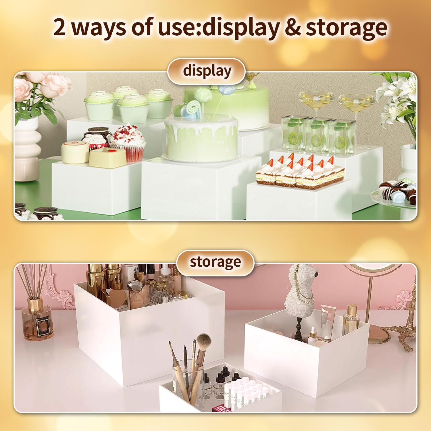 Display stands / Mini Acrylic Signs / White / 3in To 8in / Set of 6