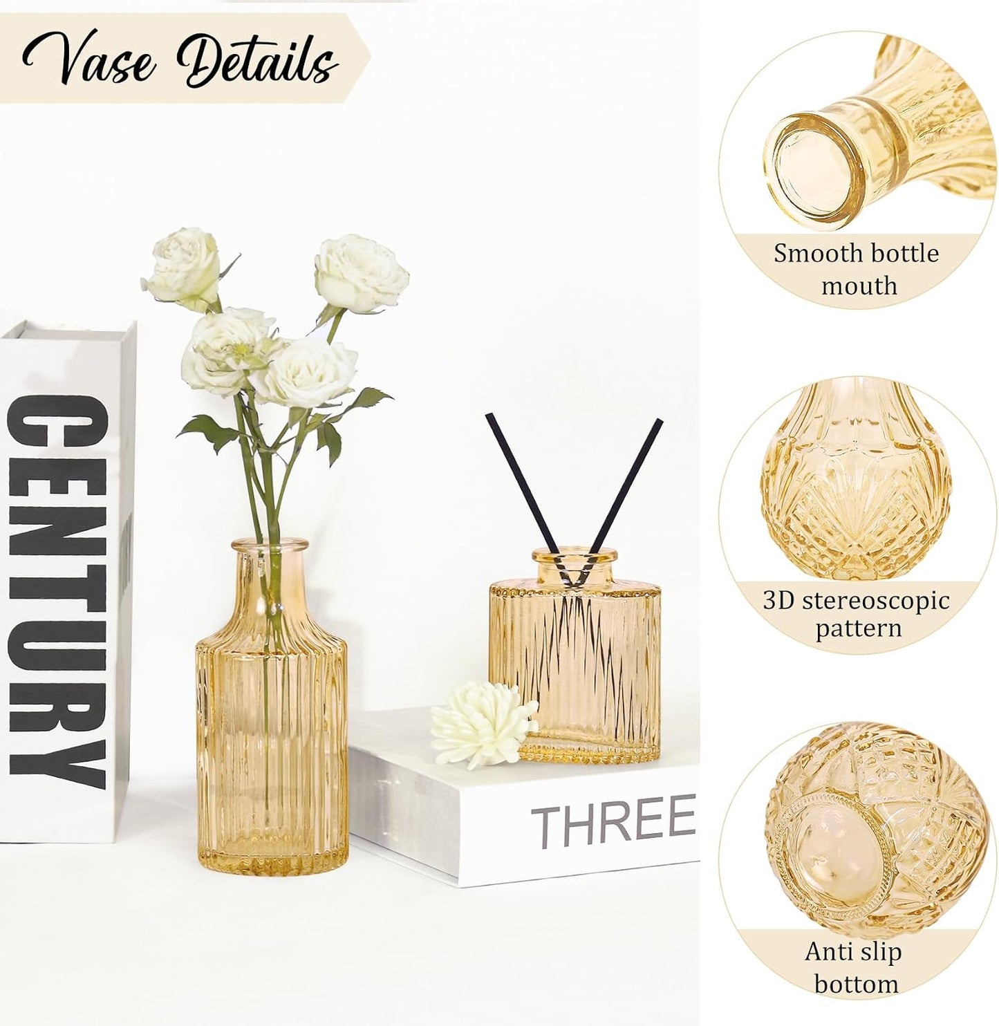 Bud Vases Set Small Vintage Glass Bottles Bud Vases in Bulk Multiple Shape / Champagne / Set of 36