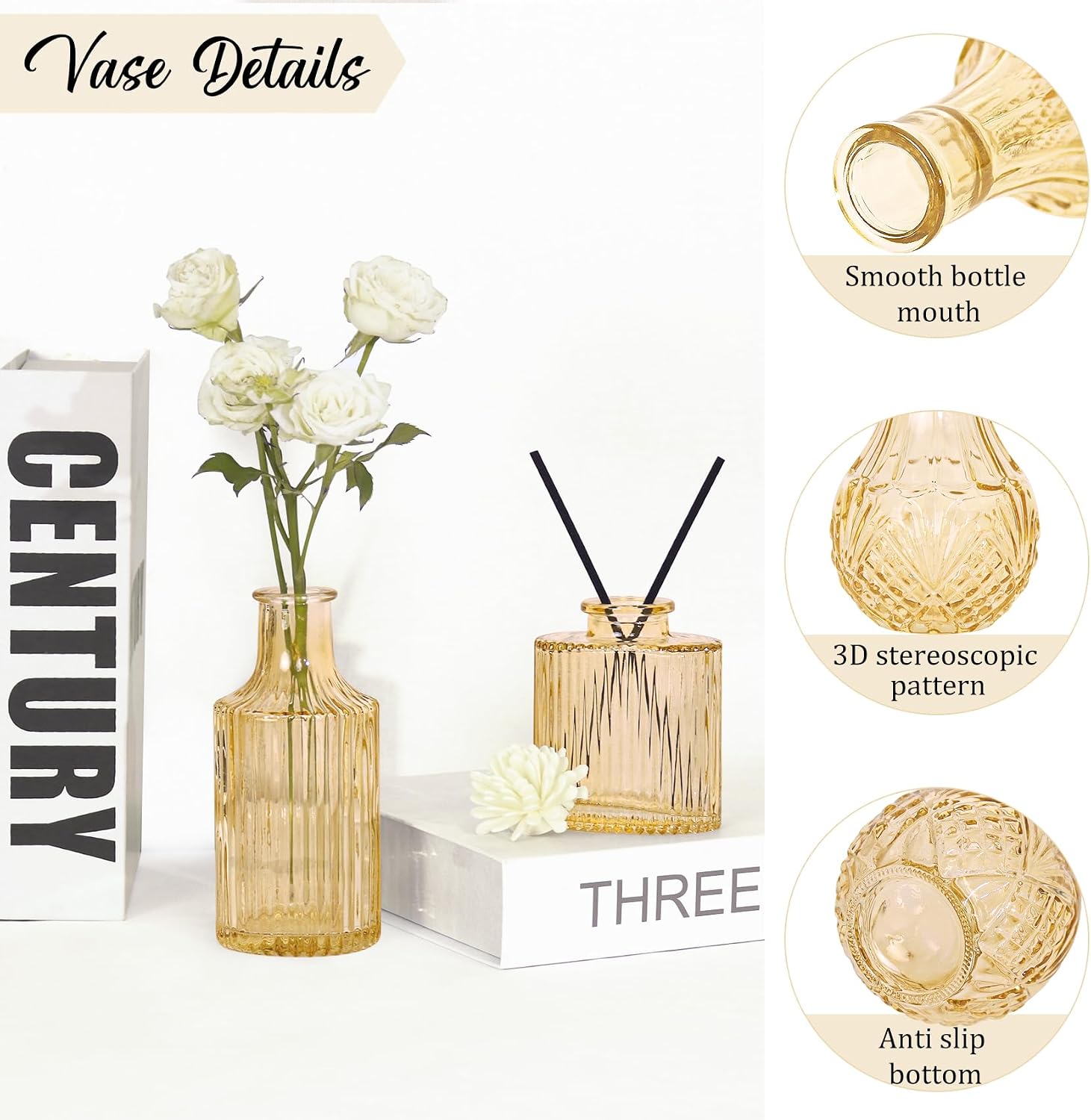 Bud Vases Set Small Vintage Glass Bottles Bud Vases in Bulk Multiple Shape / Champagne / Set of 36