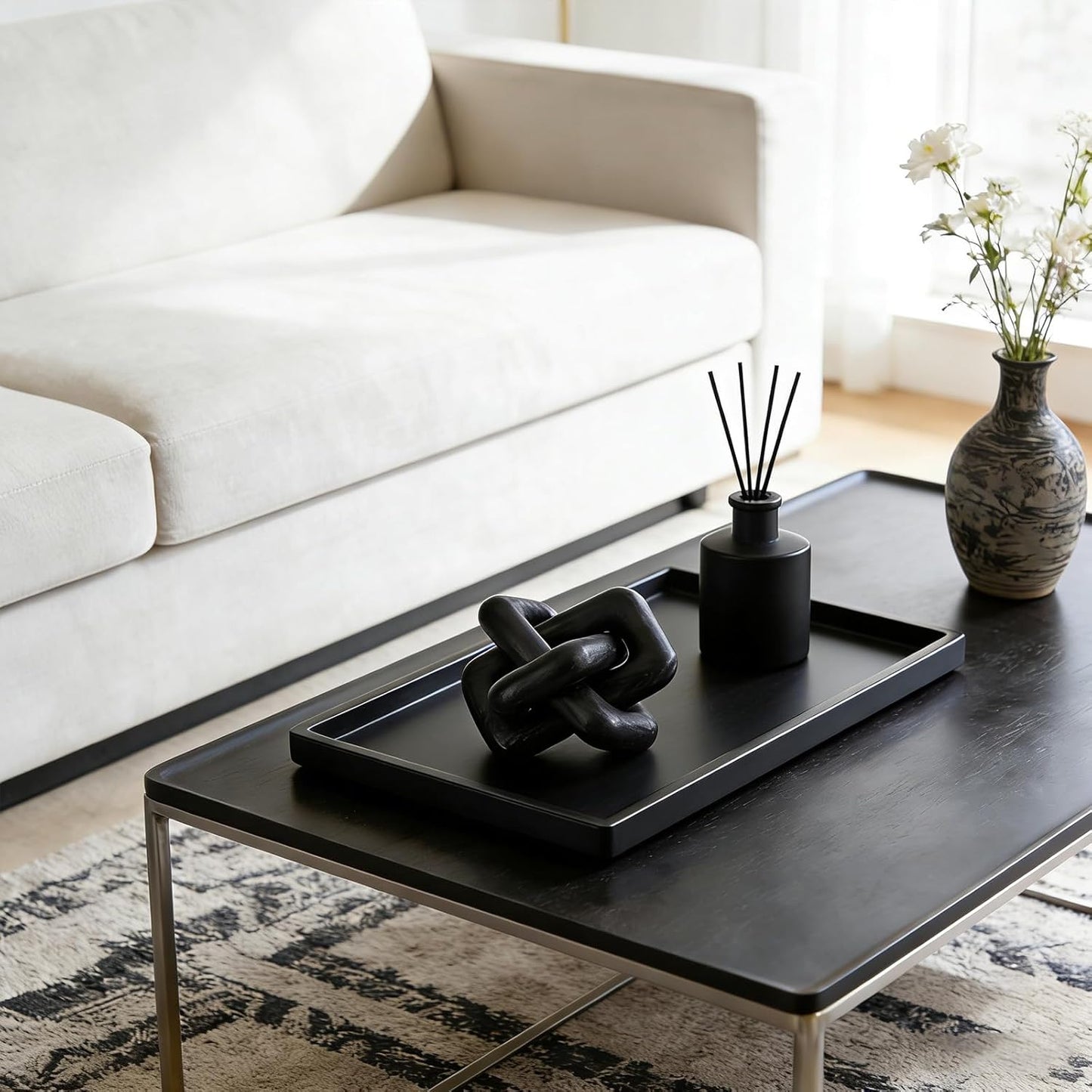 Wooden Knot Decoration Bohemian Decoration Hand-Carved Knot Coffee Table Decoration Suitable / Black