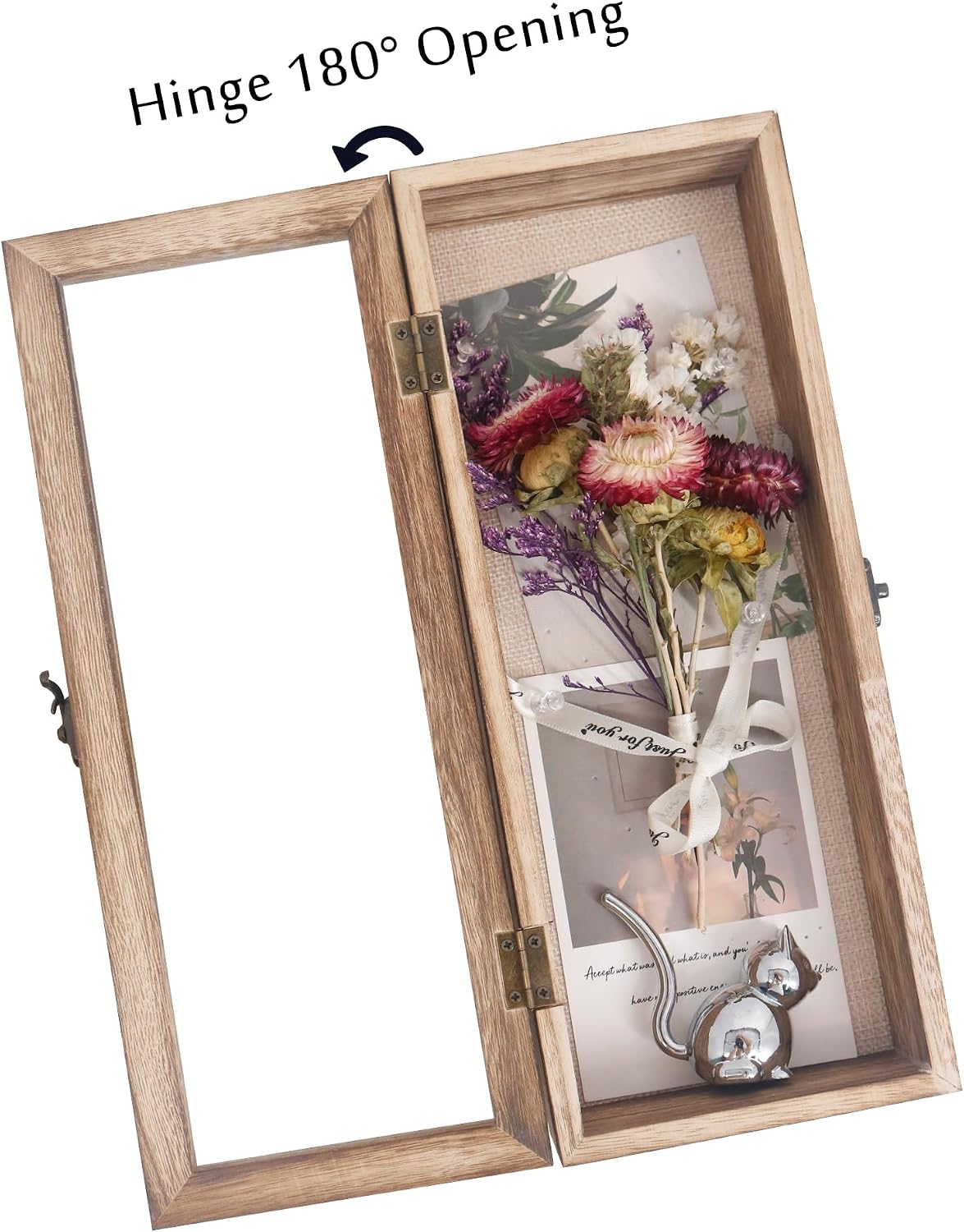 5x12.5 Shadow Box Frame in Carbonized Color with Linen Back | Shadow Box Frame with Paulownia Wood and Real Glass