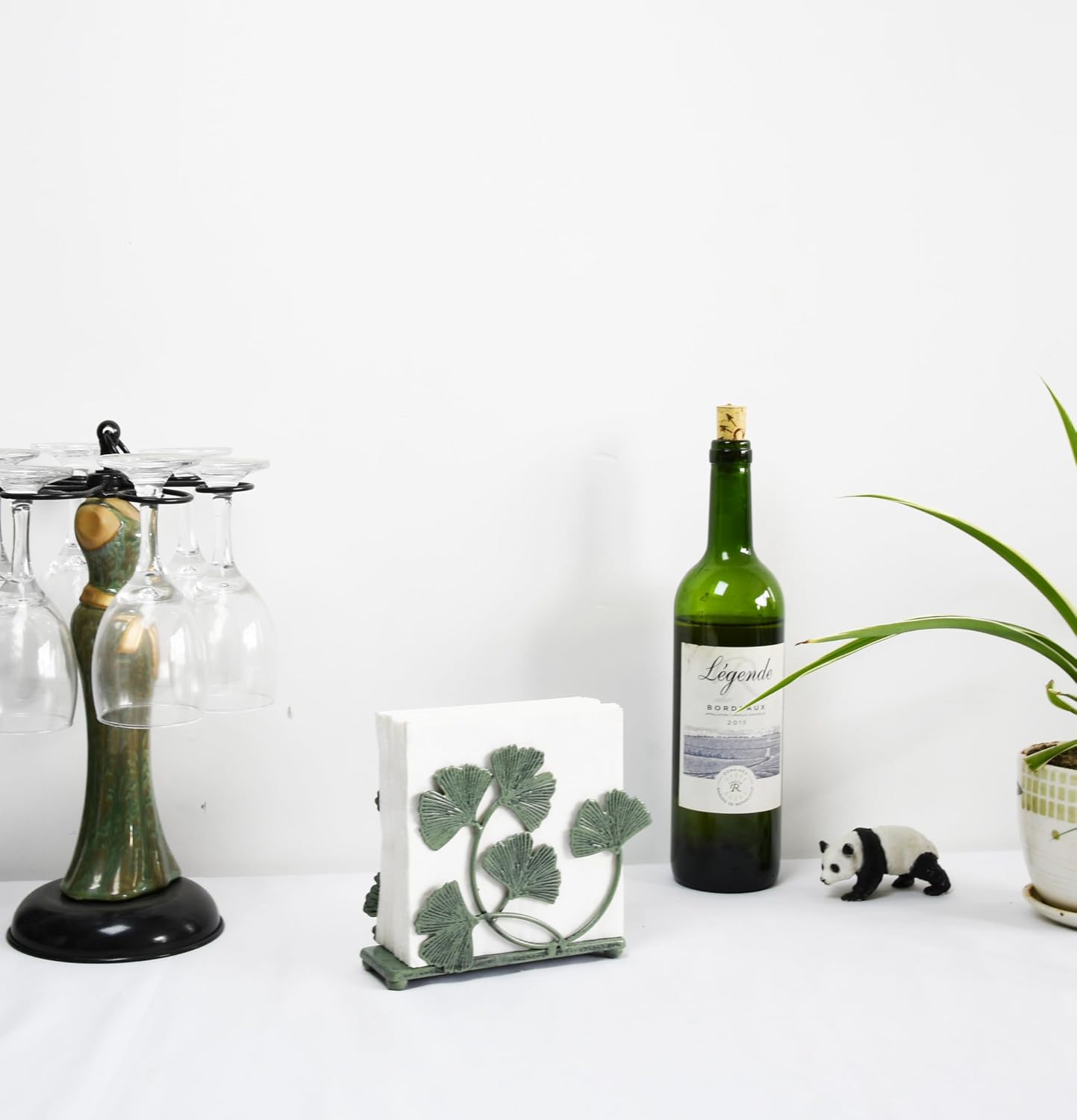 Decorative Metal Paper Napkin Rack / Green / 6 x 5.2