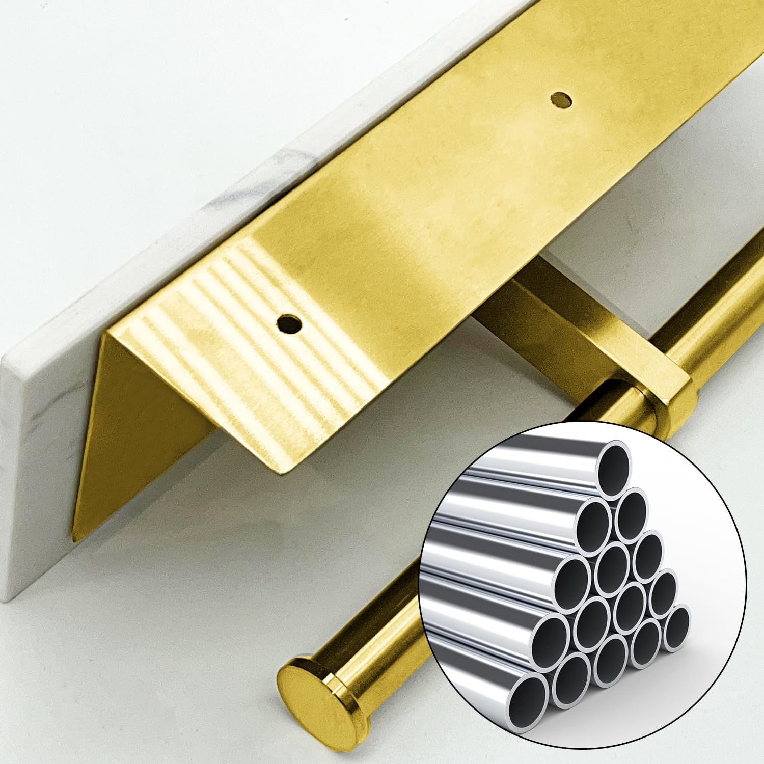 Toilet Paper Holder with Shelf, Double Toilet Paper Holder Wall Mount and 2PCS Free Adhesive Hooks for Bathroom