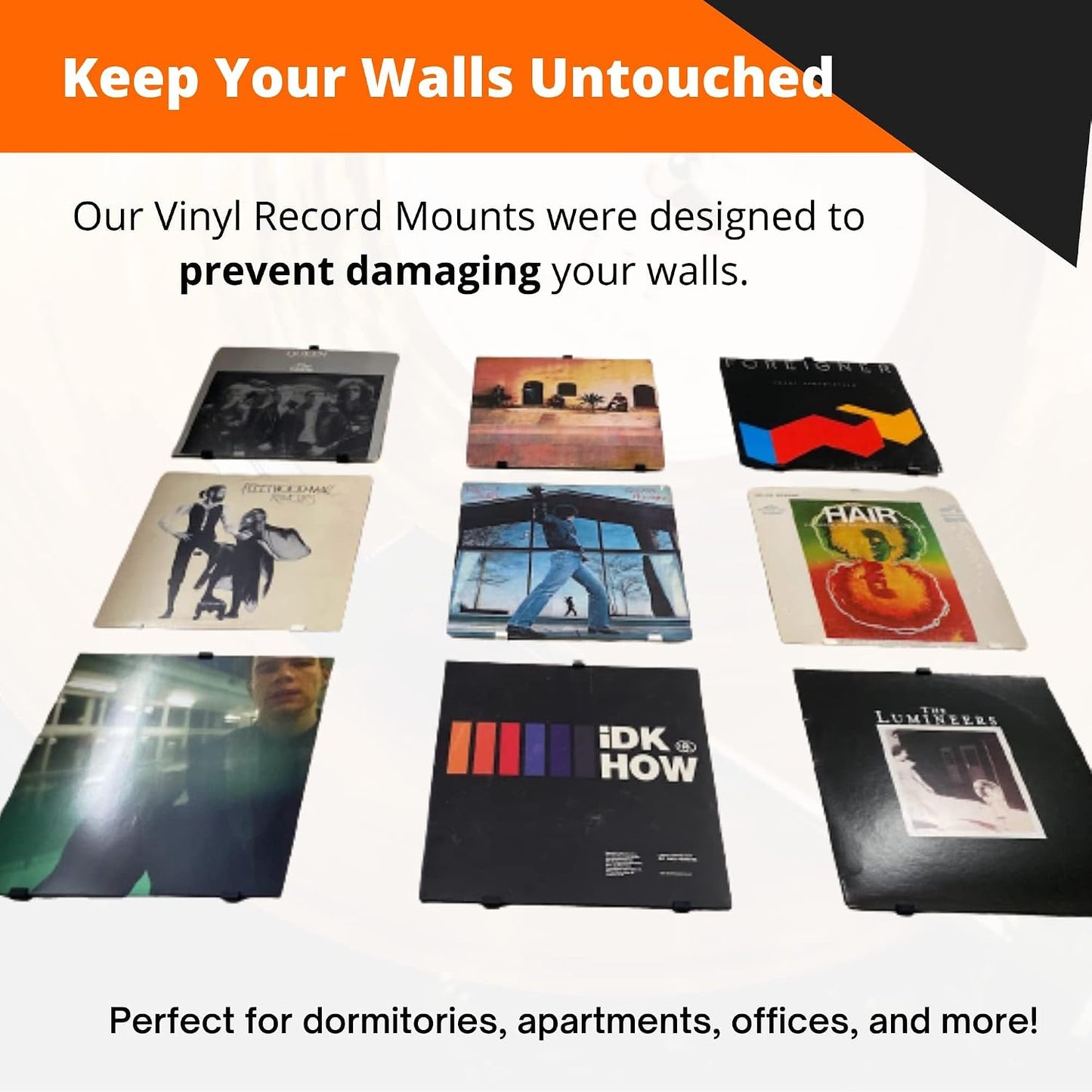 Minimalist Vinyl Record Album Wall Mount Display- 30 Pack| No Wall Damage so Perfect for Apartments, Dorms, & Office