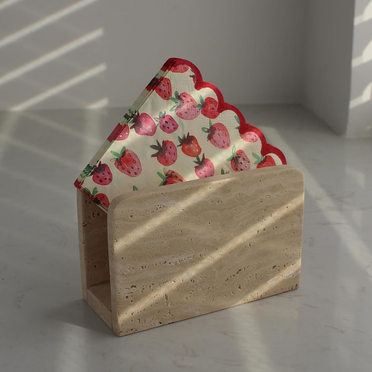 Travertine Napkin Holder / Small / Natural