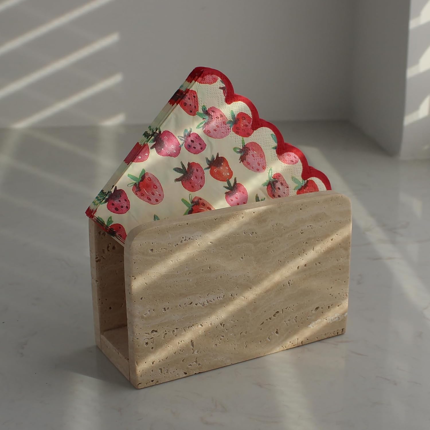 Travertine Napkin Holder / Small / Natural