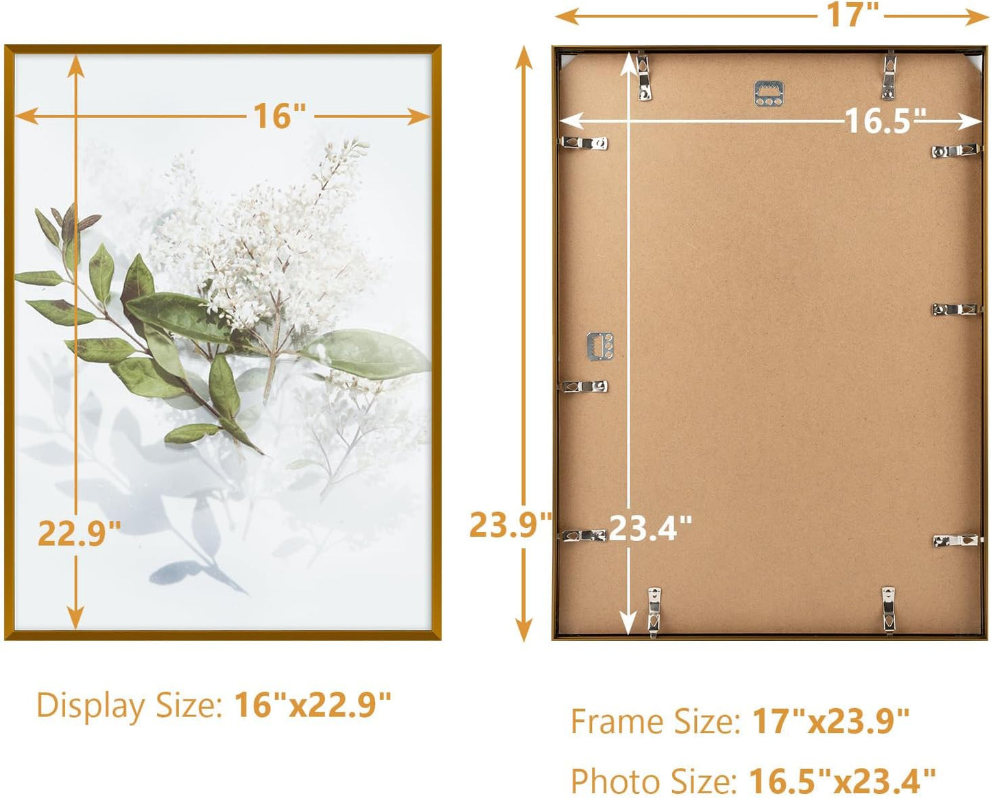 Golden State Art A2 Aluminum Poster Frame Acrylic Front Bronze | Metal Thin Frames for 16.5x23.4 Photo, Wall Hooks for