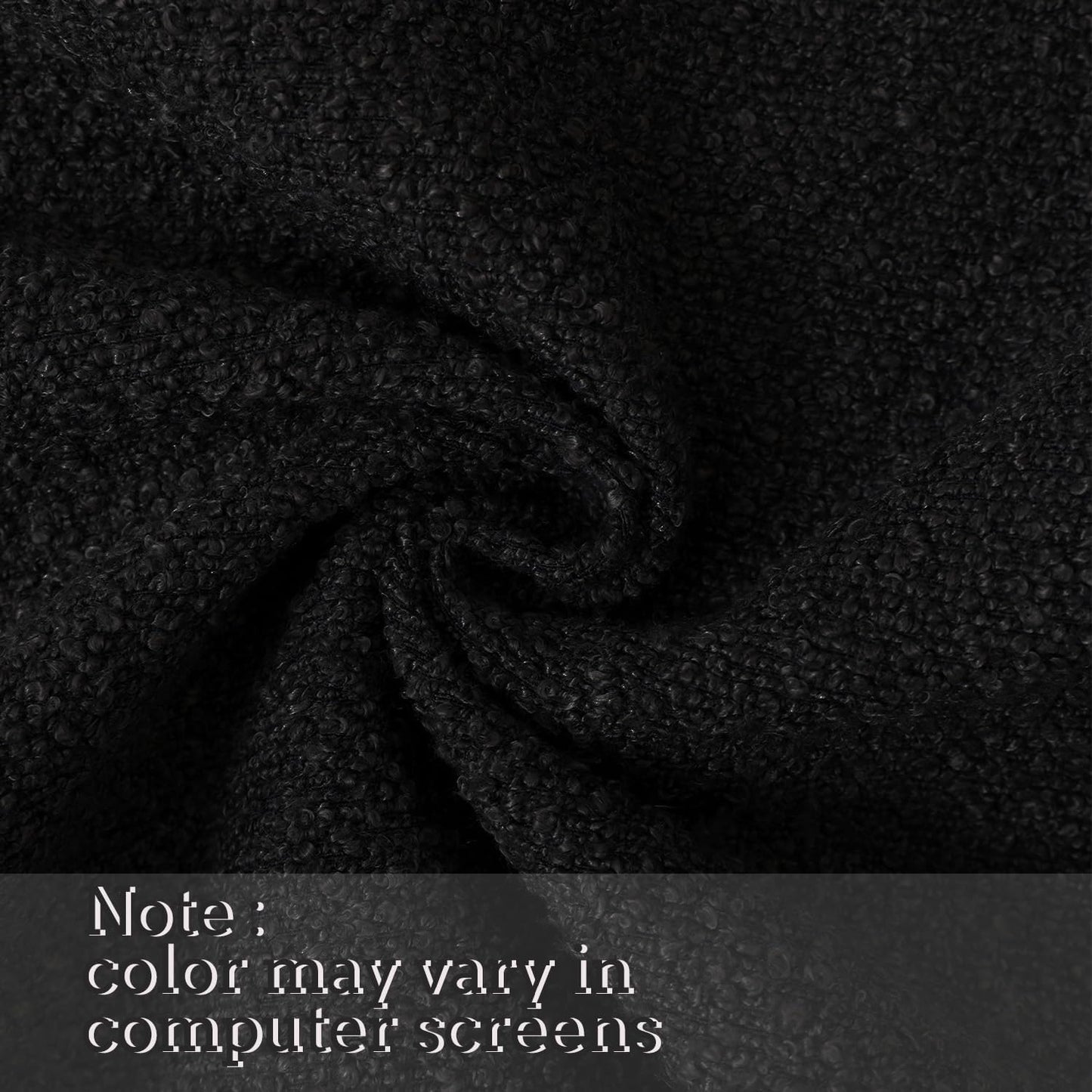 Decorative Square Thick Throw Pillow Covers Boucle Couch Cushion Cases / Black / 18 x 18 / Set of 2