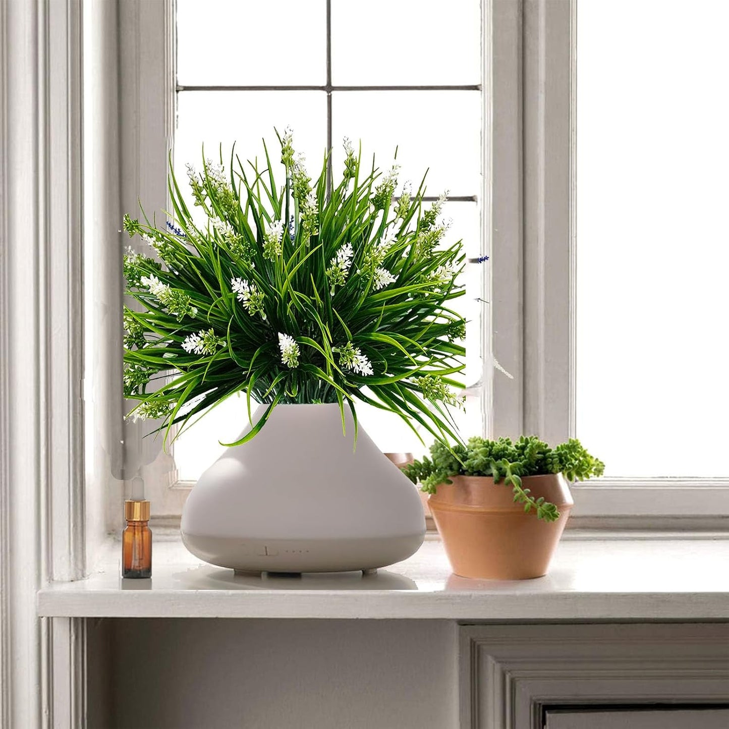 UV Resistant Realistic White Plastic Flowers Faux Plant / White-a / Set of 12