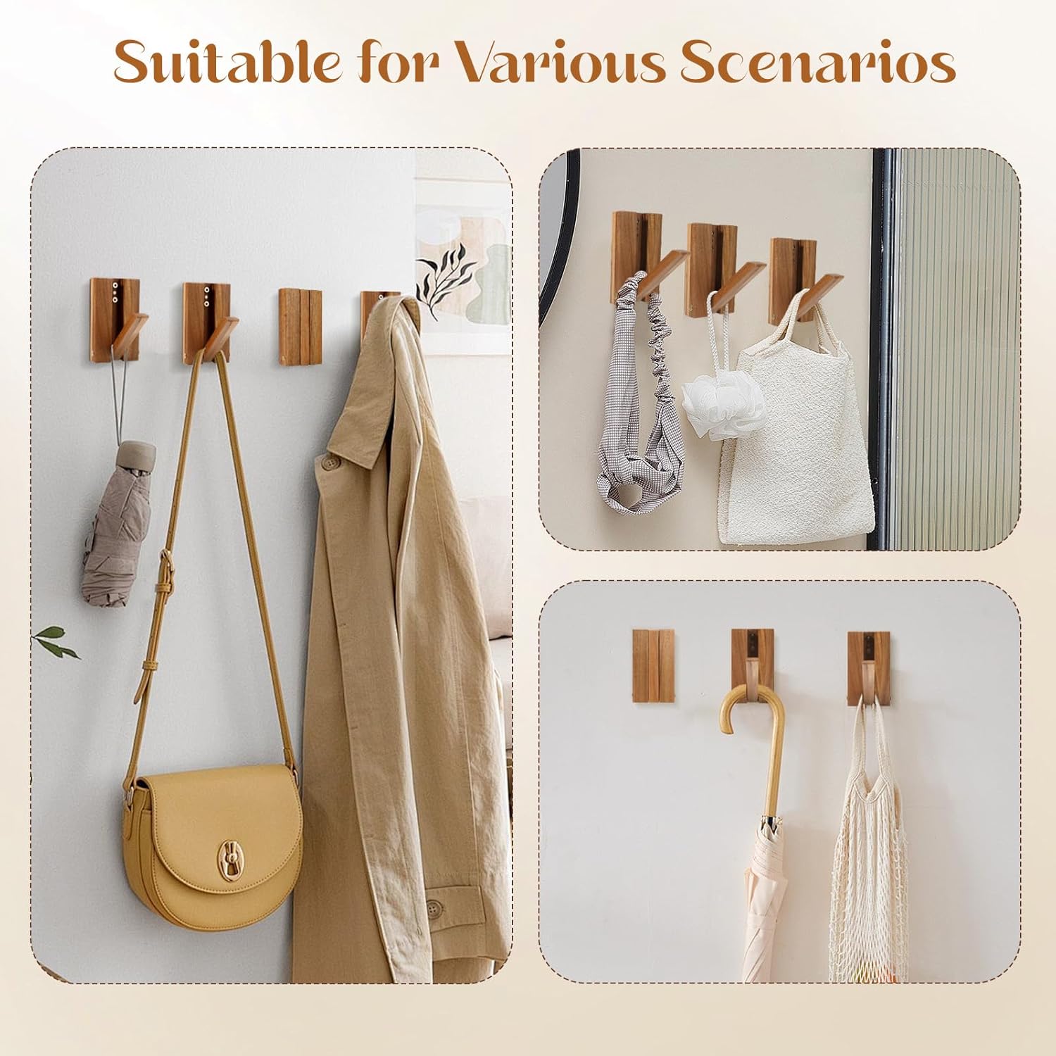 Stylish Wall-Mounted Coat Hat Hooks & Key Holder