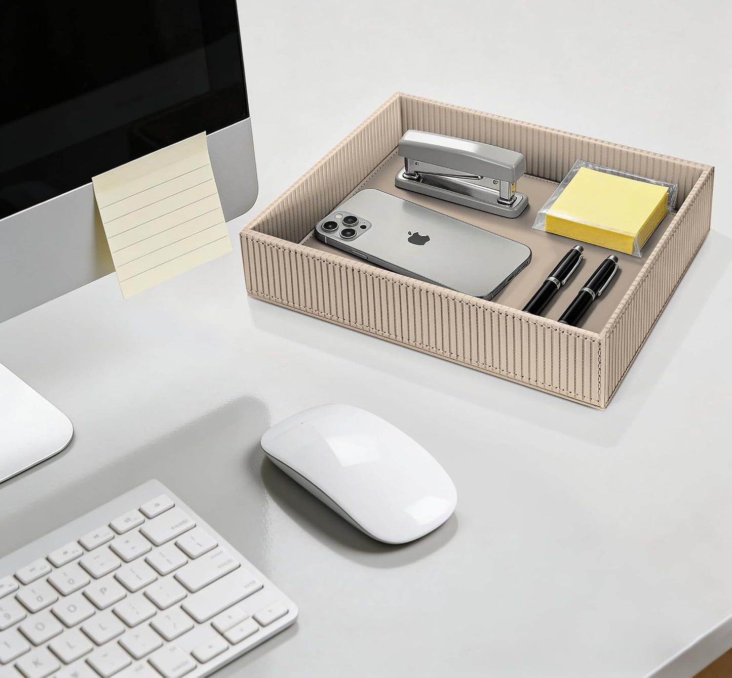 Valet Tray Desk Organizer / Stripe Latte