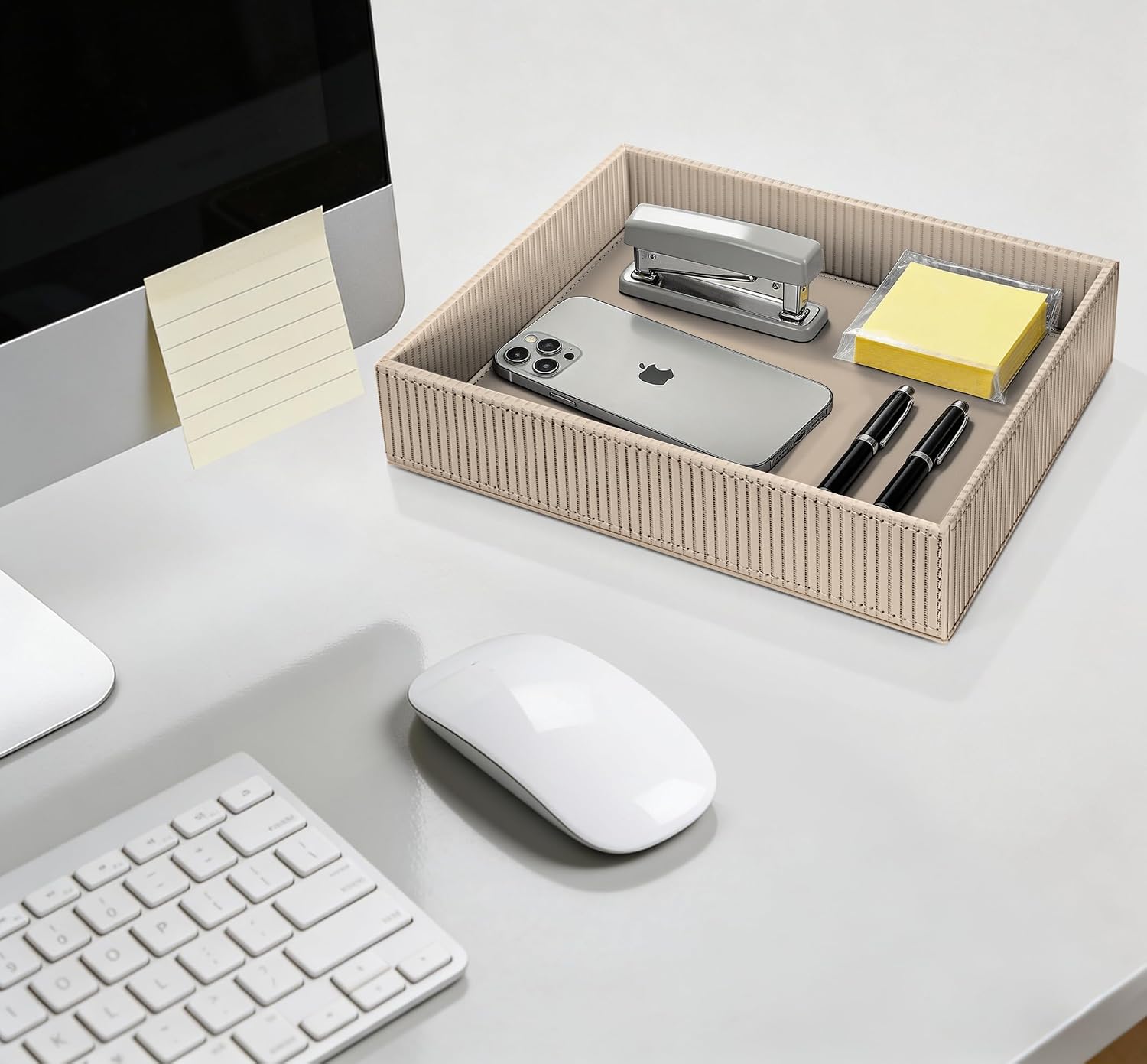 Valet Tray Desk Organizer / Stripe Latte