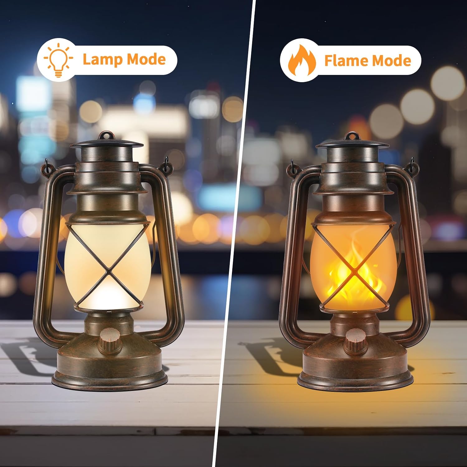 Outdoor Lanterns Waterproof Hanging Vintage LED Camping Lamps with Dancing Flame Non-Solar Remote Control Light