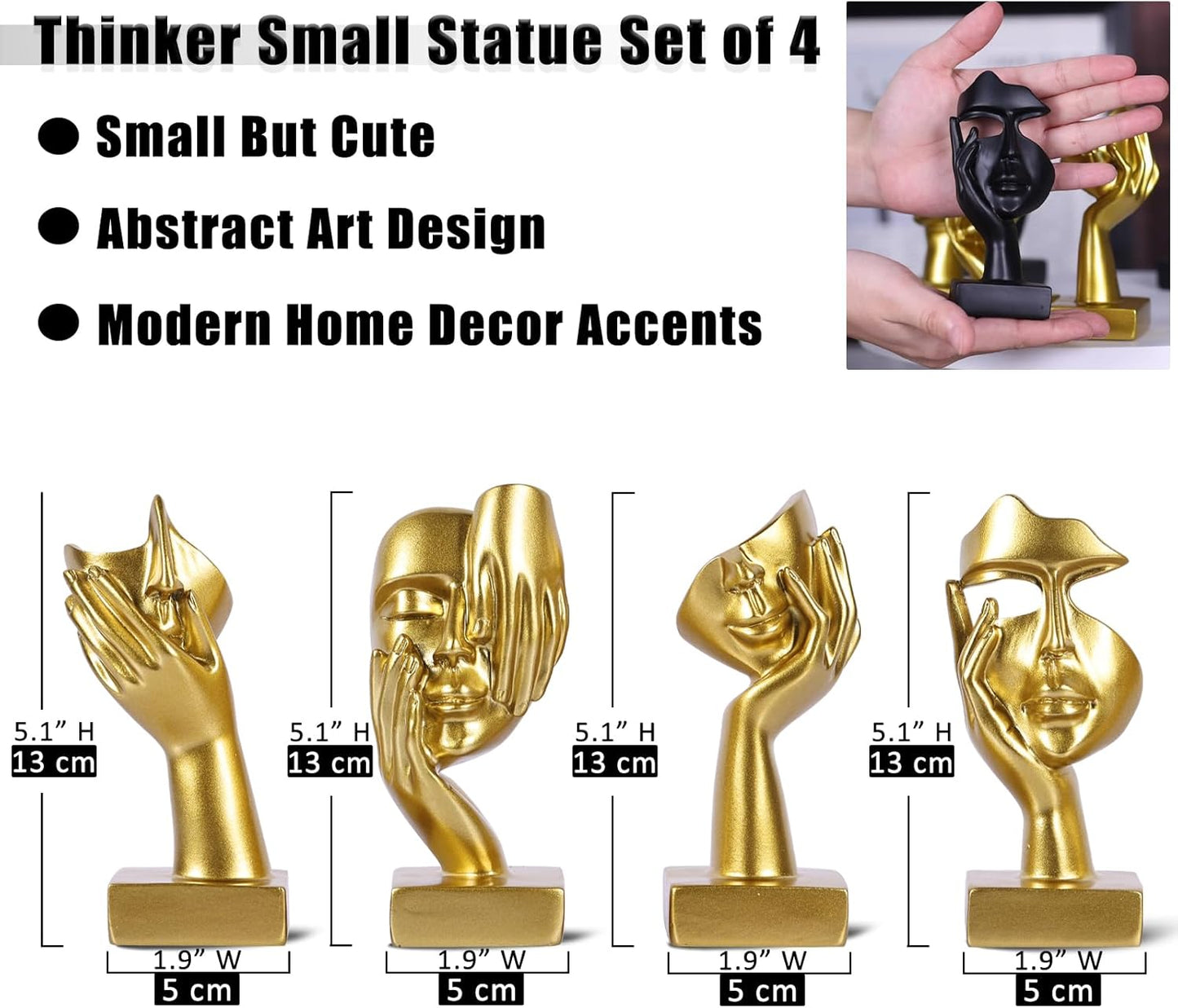 Abstract Thinker Figurine / Gold / Set of 4