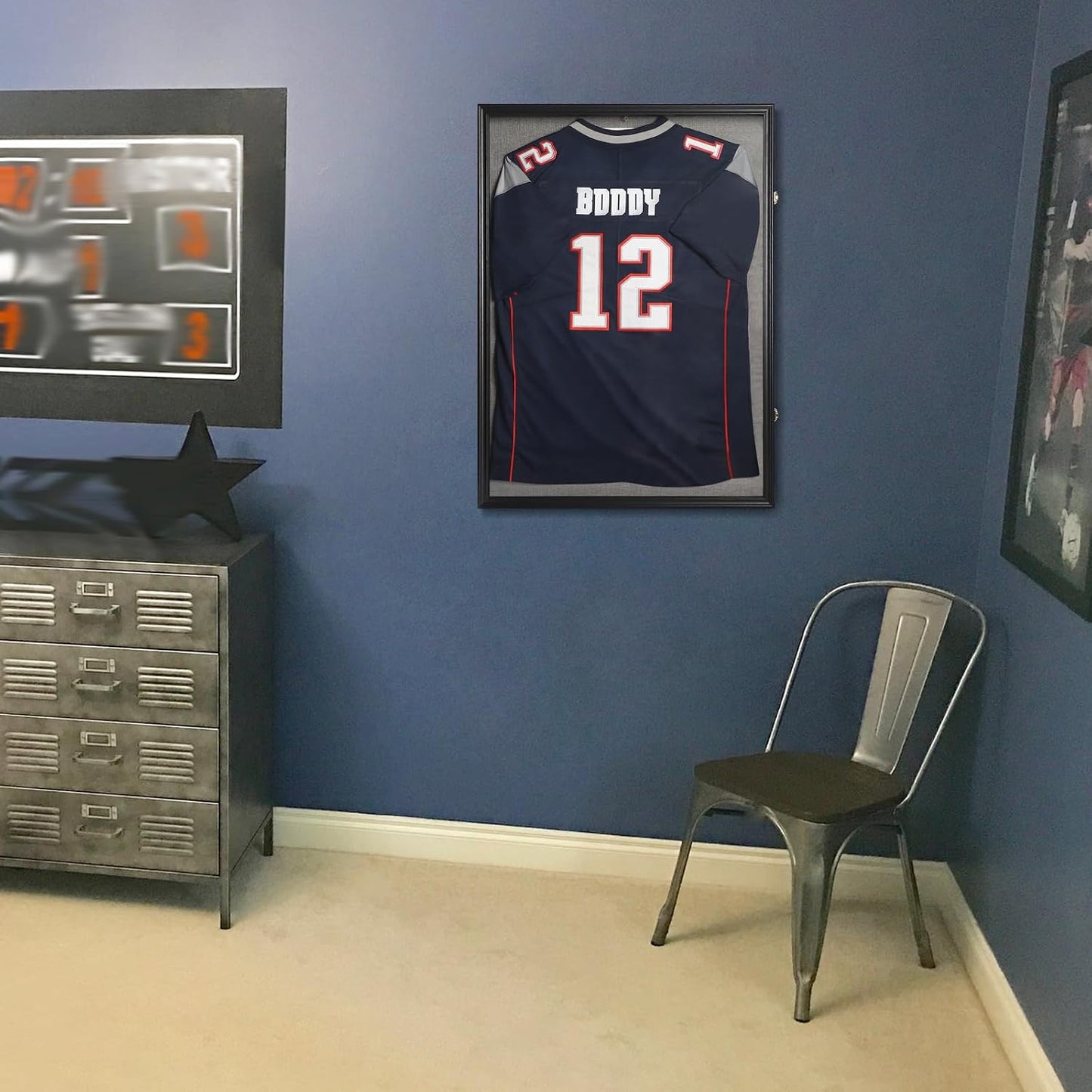 IHEIPYE Large Jersey Frame Display Case Lockable, Sport Jersey Shadow Box with 98% UV Protection Acrylic and Hanger for