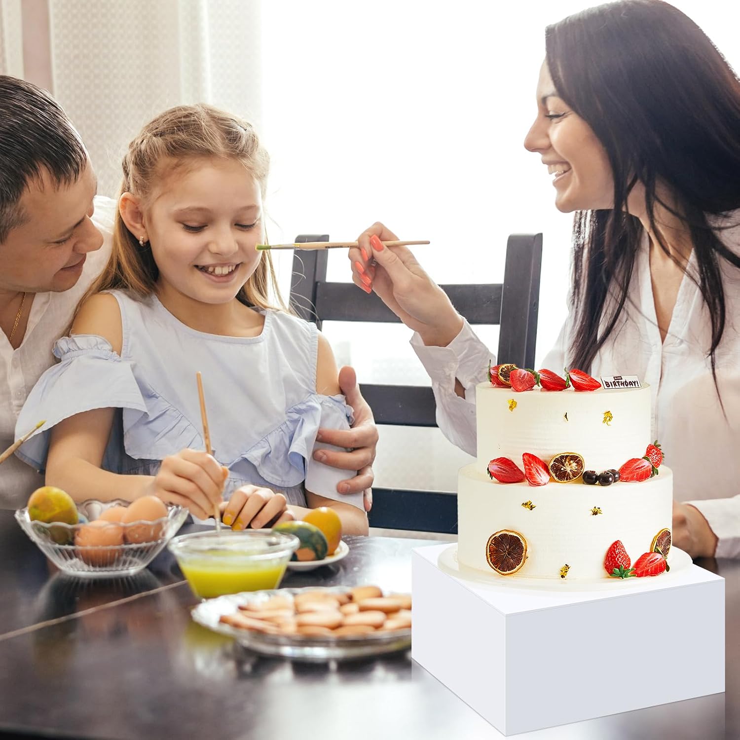 Large Buffet Risers Set " Acrylic Display Box Catering / White / 6" To 12 / Square / Set of 7