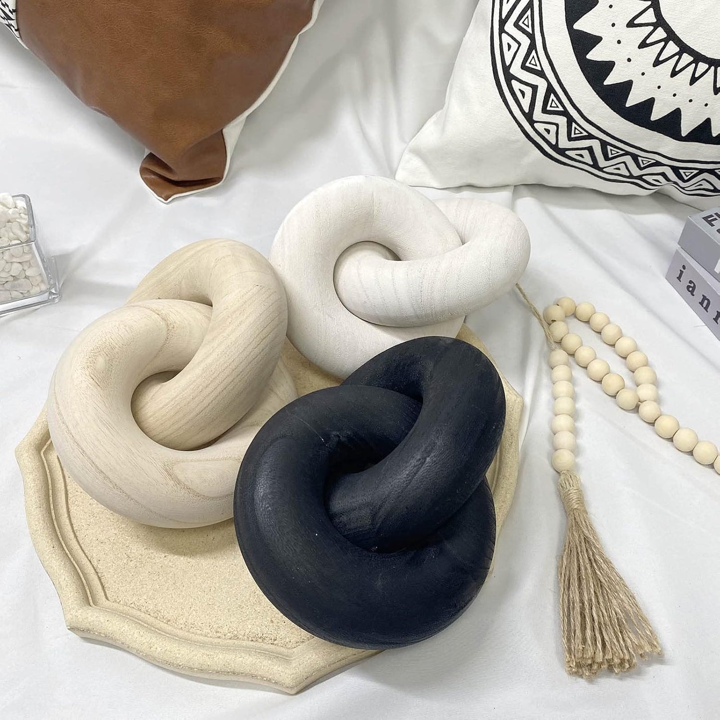2-Link Wood Chain / Knot Décor / Black