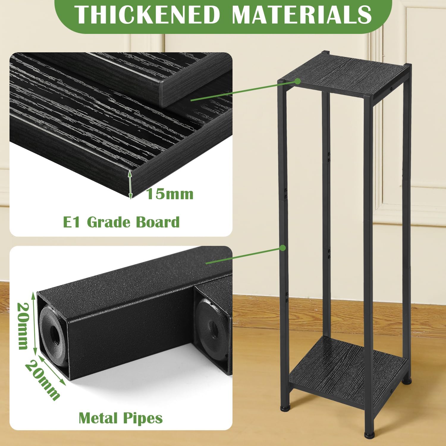 Dipion 40 Inch Extra Tall Plant Stand Indoor,2 Tier Pedestal Stand,Black | Rock-Solid Stability,Adjustable