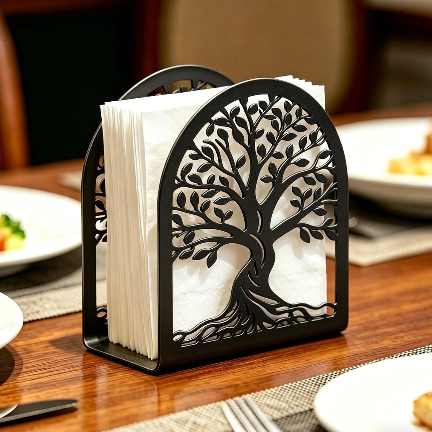 Napkin Holder / Tree of Life Decorative Metal Napkin Dispenser / Black