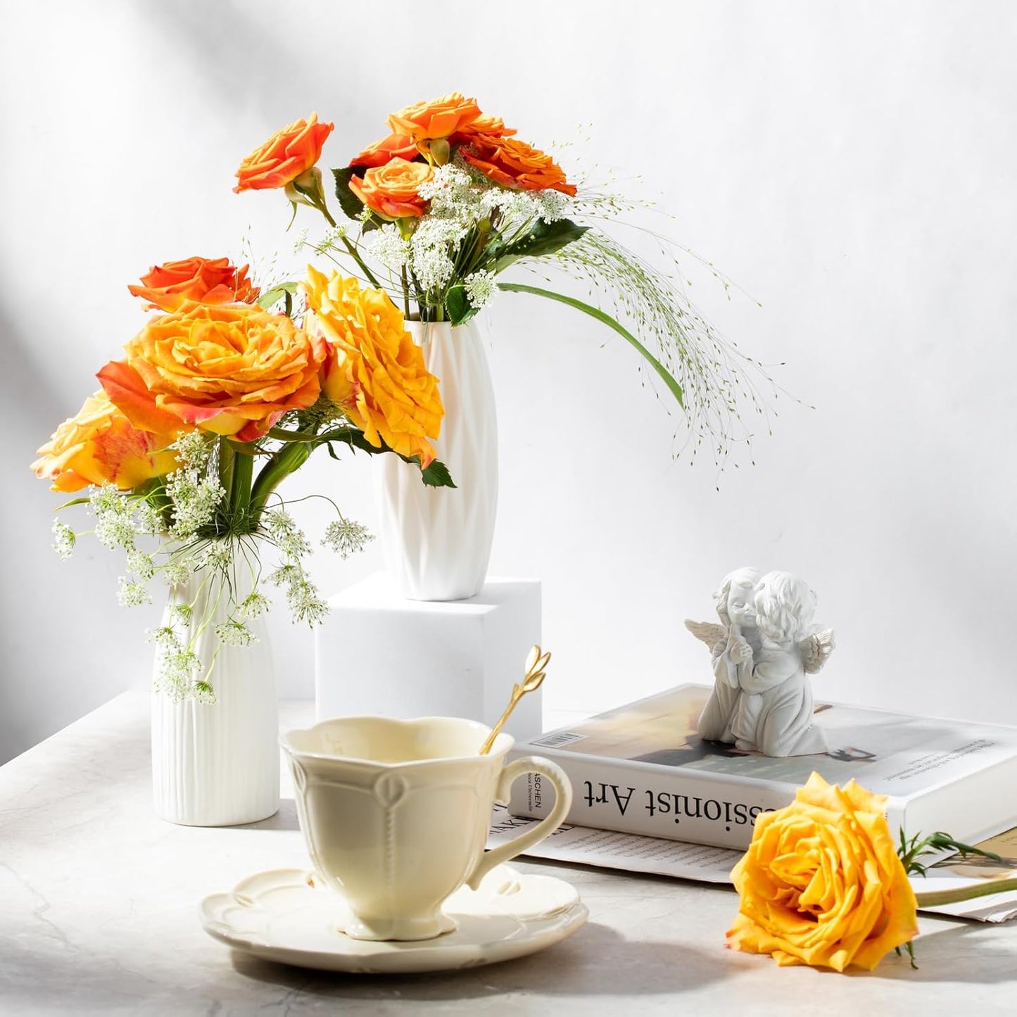 Small Ceramic Vase / White / Set of 10