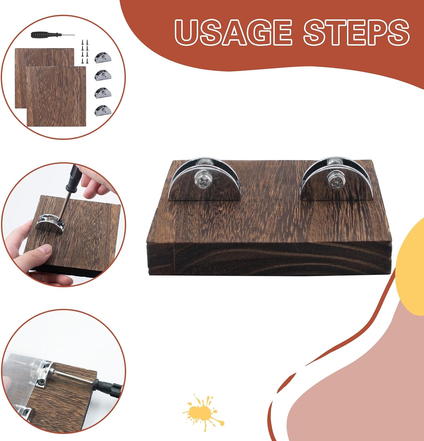 Mini Wood Adjustable Glass Display Stands / Set of 2