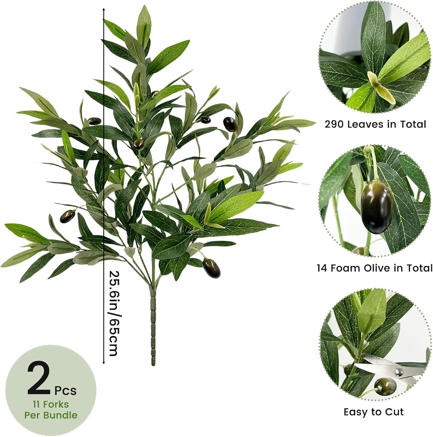Faux Olive Branches / Set of 2