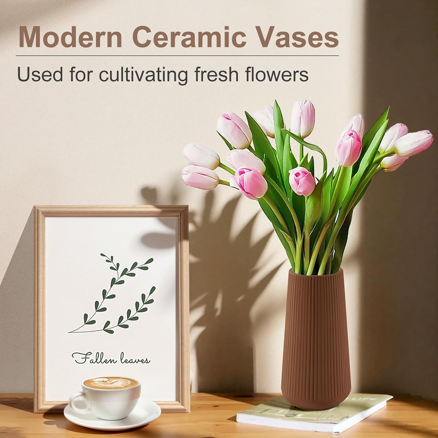 Ceramic Vase / Small Flower Vase for Pampas Grass / Caramel